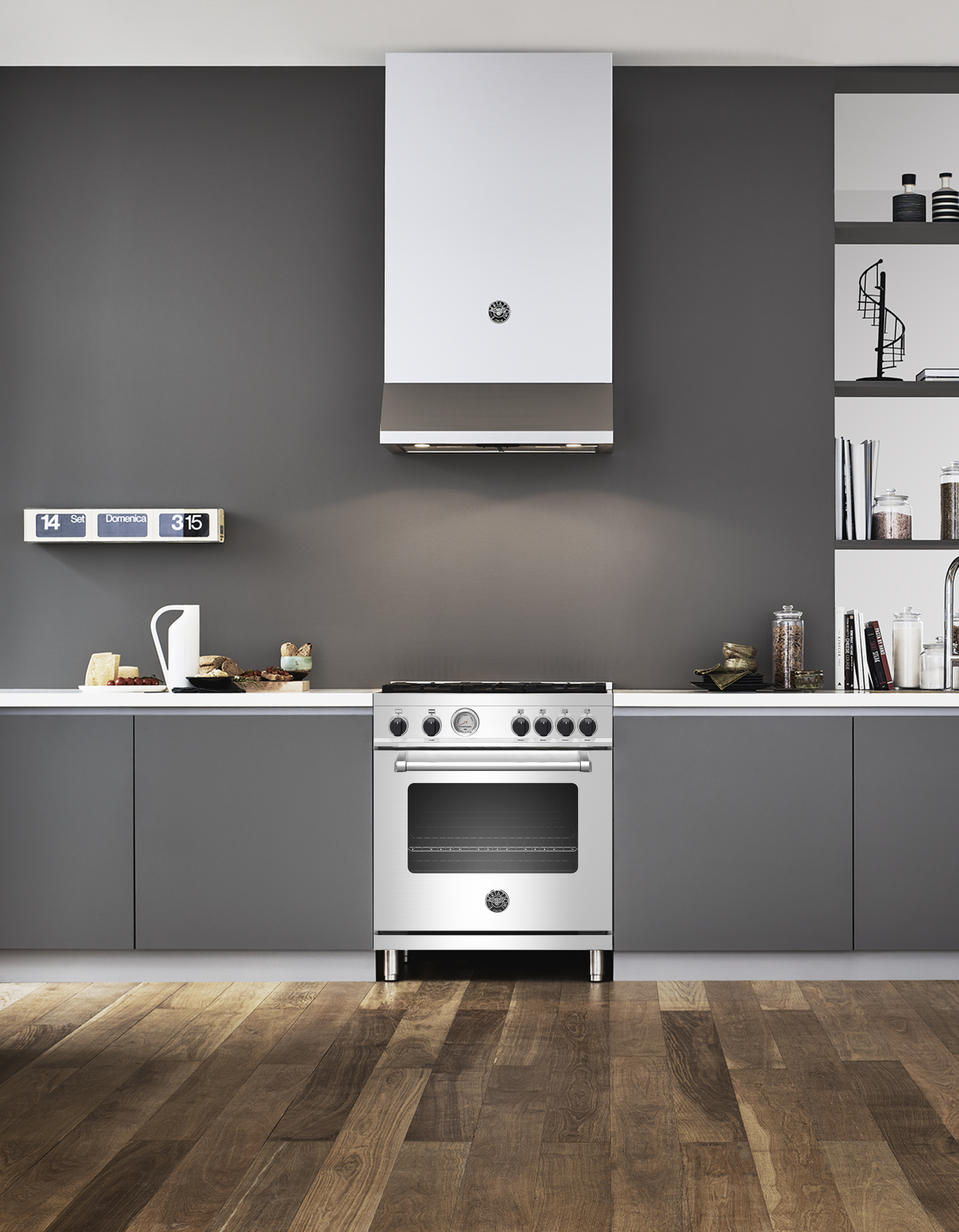 Bertazzoni 30" Master Series range - Gas oven - 4 aluminum burners - Black knobs
