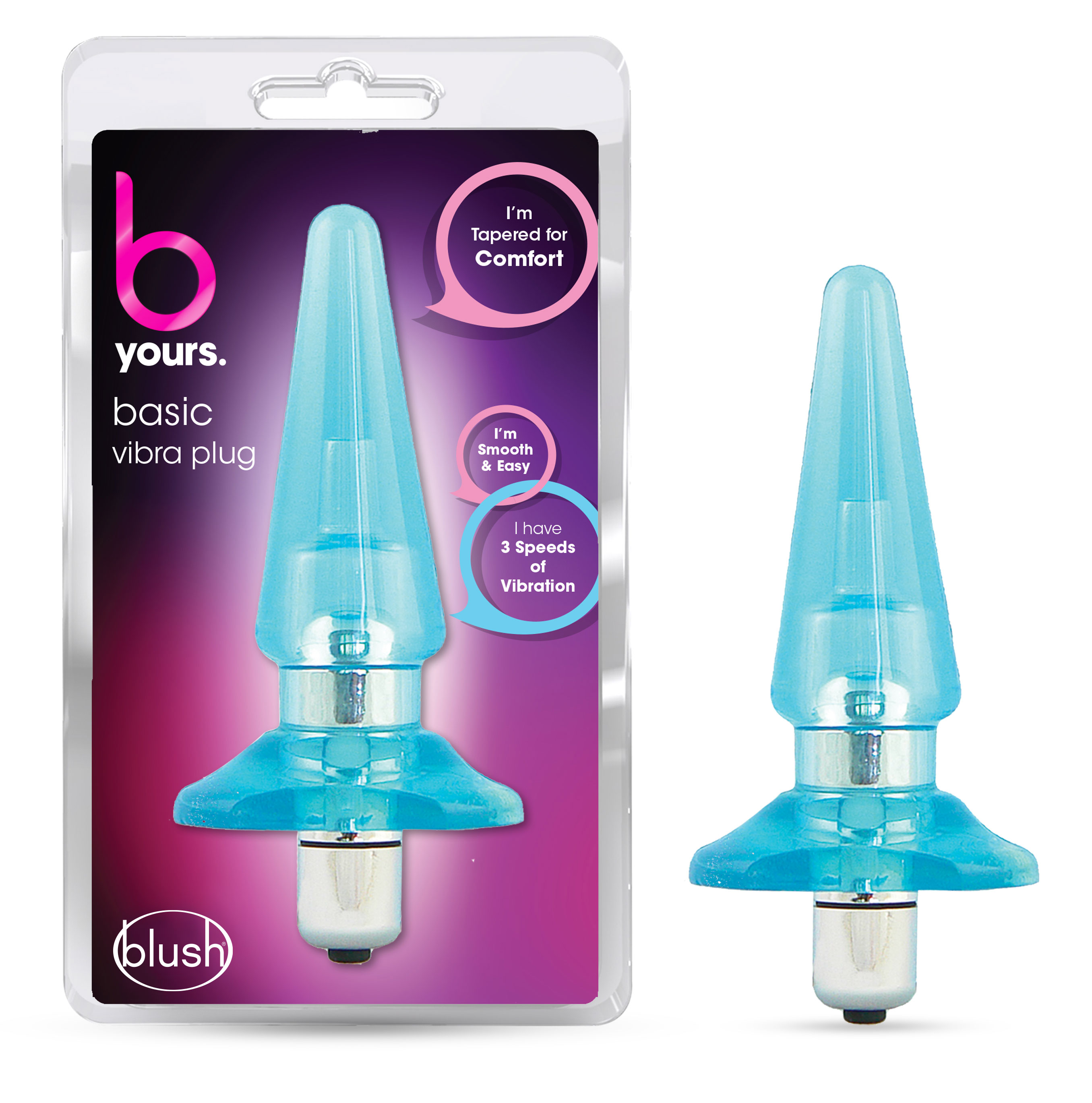 Blush B Yours Basic Vibra Blue 4.5-Inch Vibrating Anal Plug