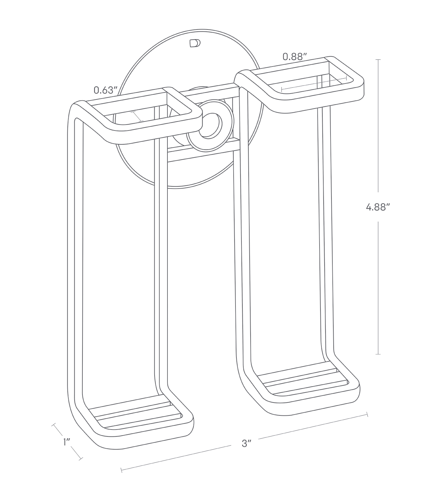 Dimension image for Toothbrush Holder showing length of 3