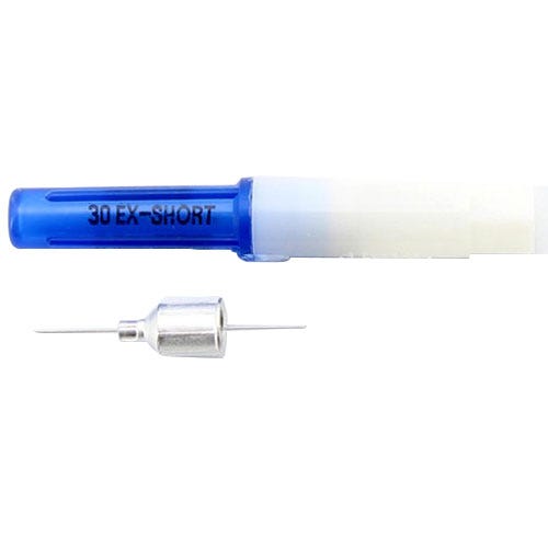 Monoject™ Dental Needle, 30 G X-Short (1/2"), Metal Hub, Blue w/White Cap - 100/Box