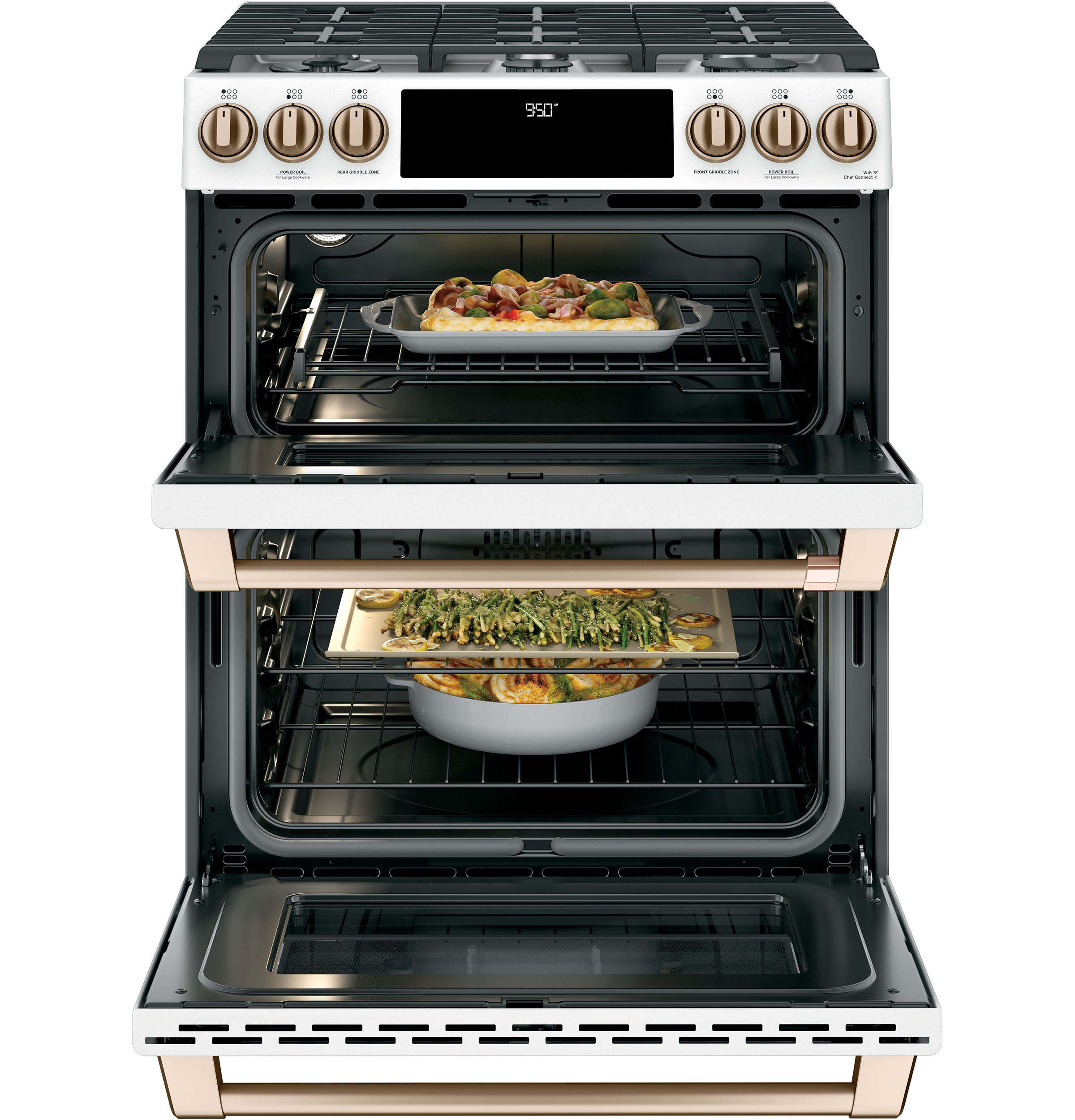 30" S/I Dual Fuel RG 6 Burners Slf Cln w/ Stm Cln Opt Cast Iron Griddle Dbl Oven True European Conv w/ Precise Air ADA Compliant — Connectable via built-in WiFi view 4