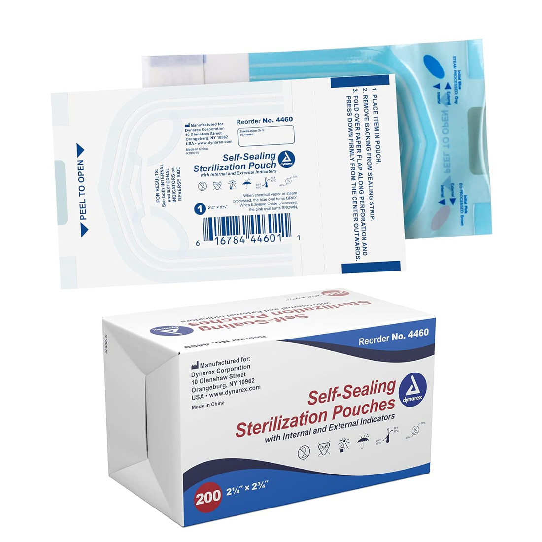 Dynarex Self Sealing Sterilization Pouches - 2-1/4" x 2-3/4", 200/box