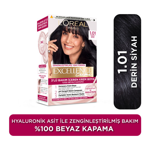 l’oréal paris excellence creme 1.01 derin siyah saç boyası 