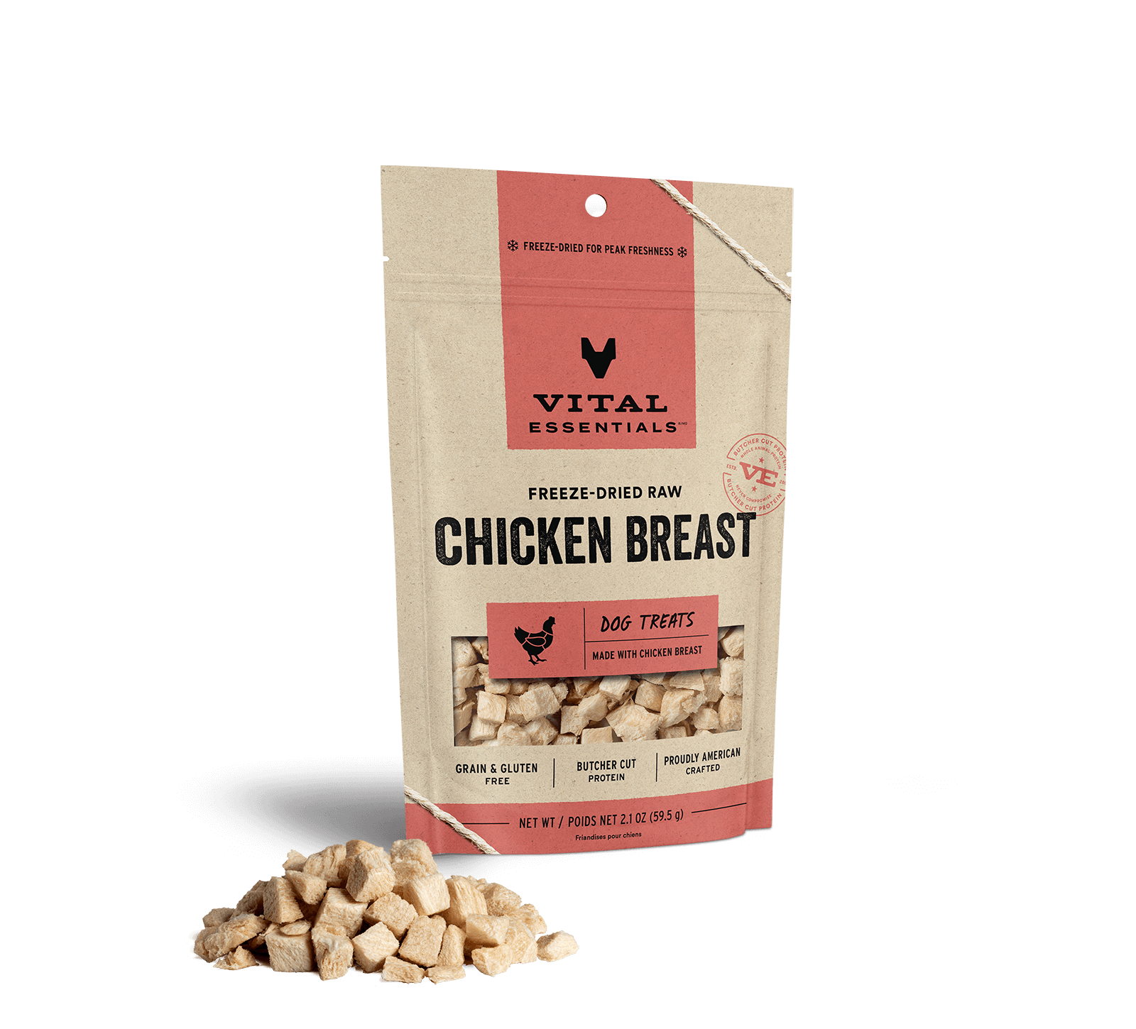 Vital Essentials Freeze-Dried Chicken Breast Dog Treats, 2.1 oz - Treats