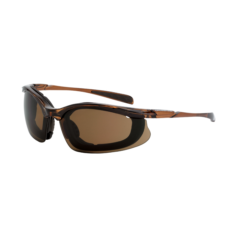 Concept Foam Lined Safety Eyewear - Crystal Brown Frame - HD Brown Anti-Fog Lens