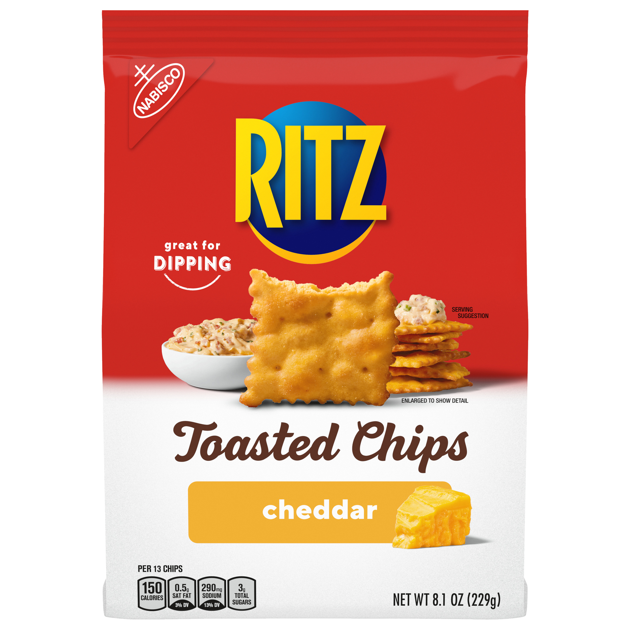 RITZ Toasted Chips Cheddar Crackers, 8.1 oz-0