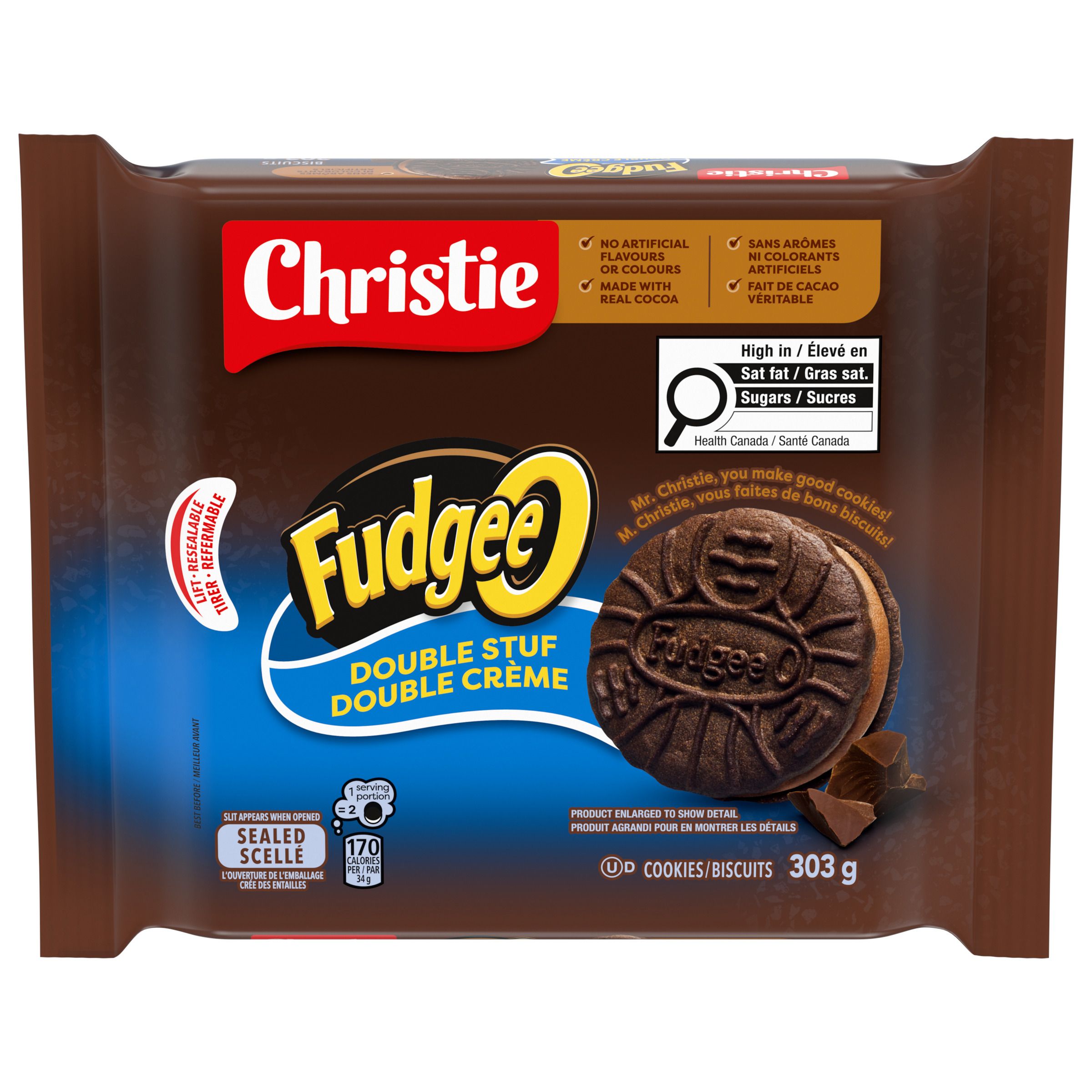 Fudgee-O Double Stuf Creme Filled Sandwich Cookies 303 g-thumbnail-1