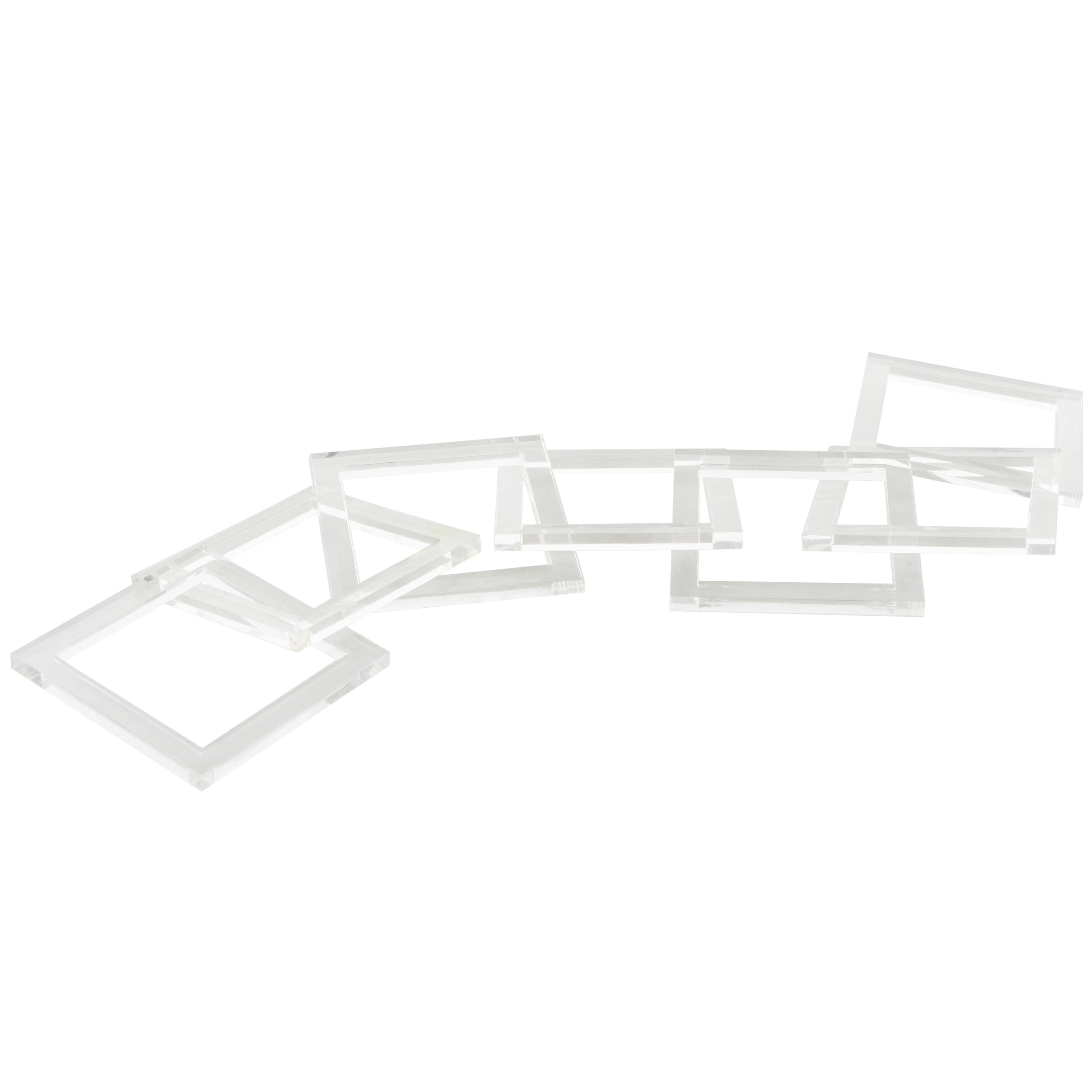 Clear Acrylic Plastic Chain Square 7 Link Decorative Sculpture, 28" x 0" x 5"