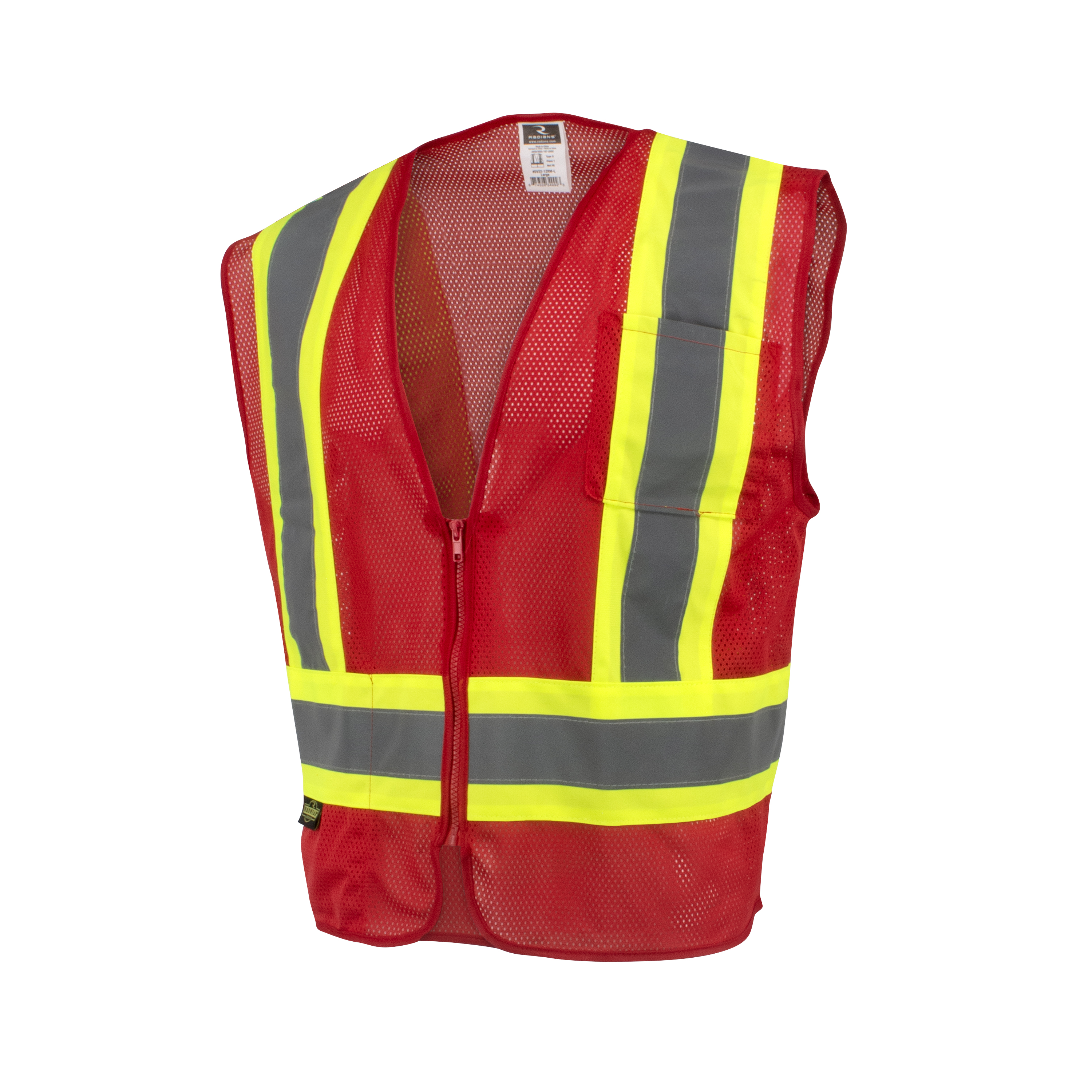 SV22-1 Economy Type O Class 1 Two Tone Safety Vest - Red - Size 2X