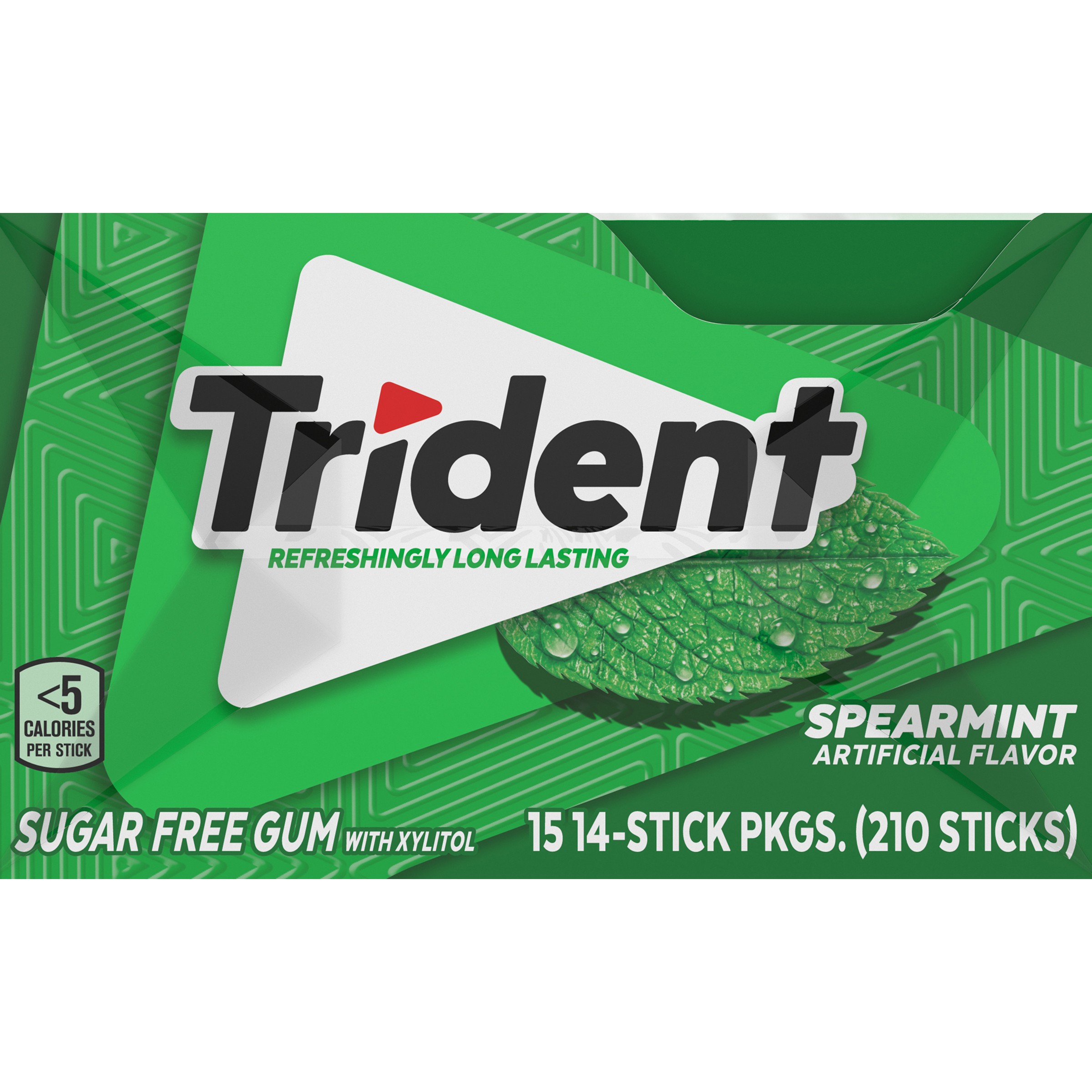 Trident Spearmint Sugar Free Gum, 15 Packs of 14 Pieces (210 Total Pieces)-1
