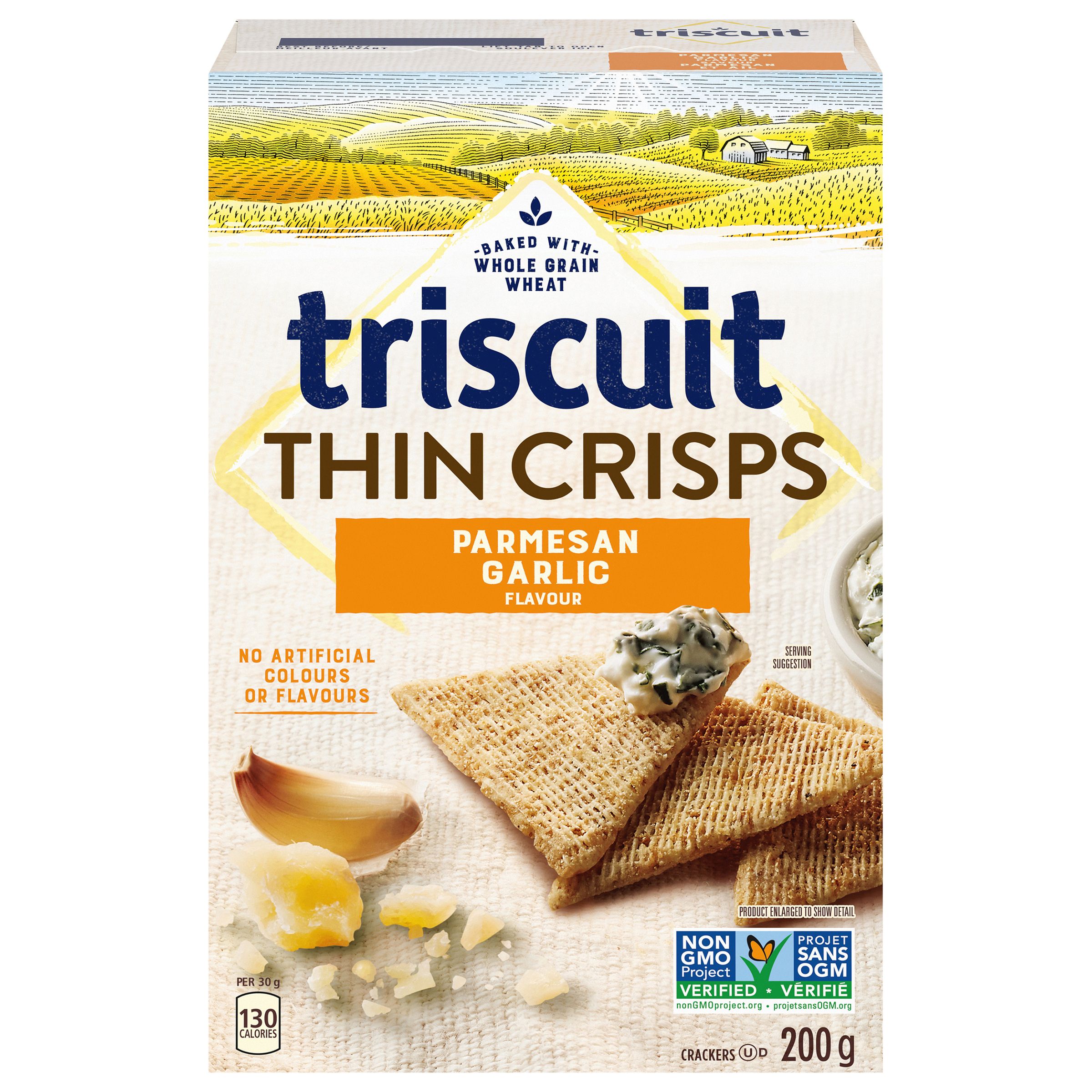 TRISCUIT Thin Crisp Garlic Parmesan Crackers 200g-thumbnail-0