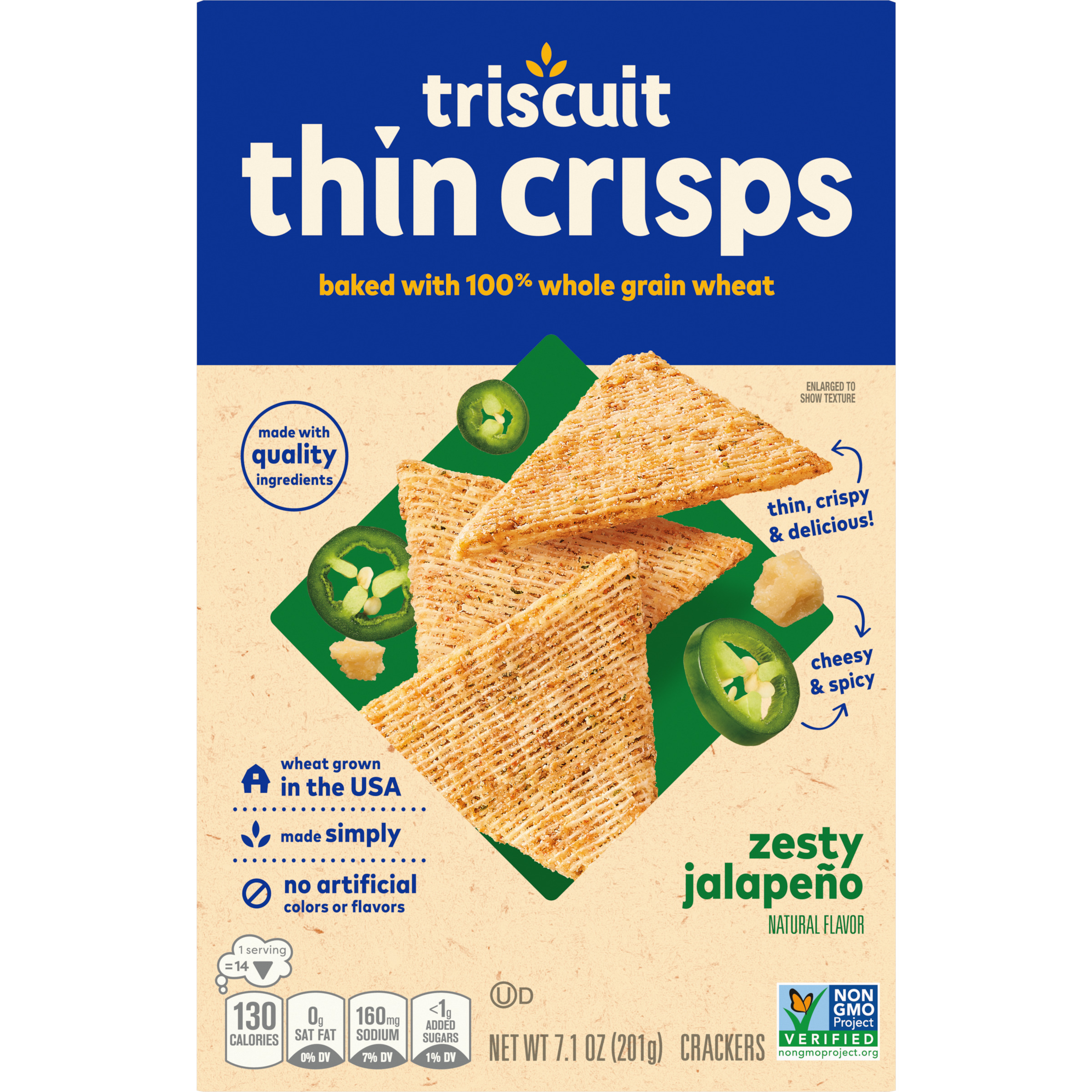Triscuit Thin Crisps Zesty Jalapeno Whole Grain Wheat Crackers, 7.1 oz-3