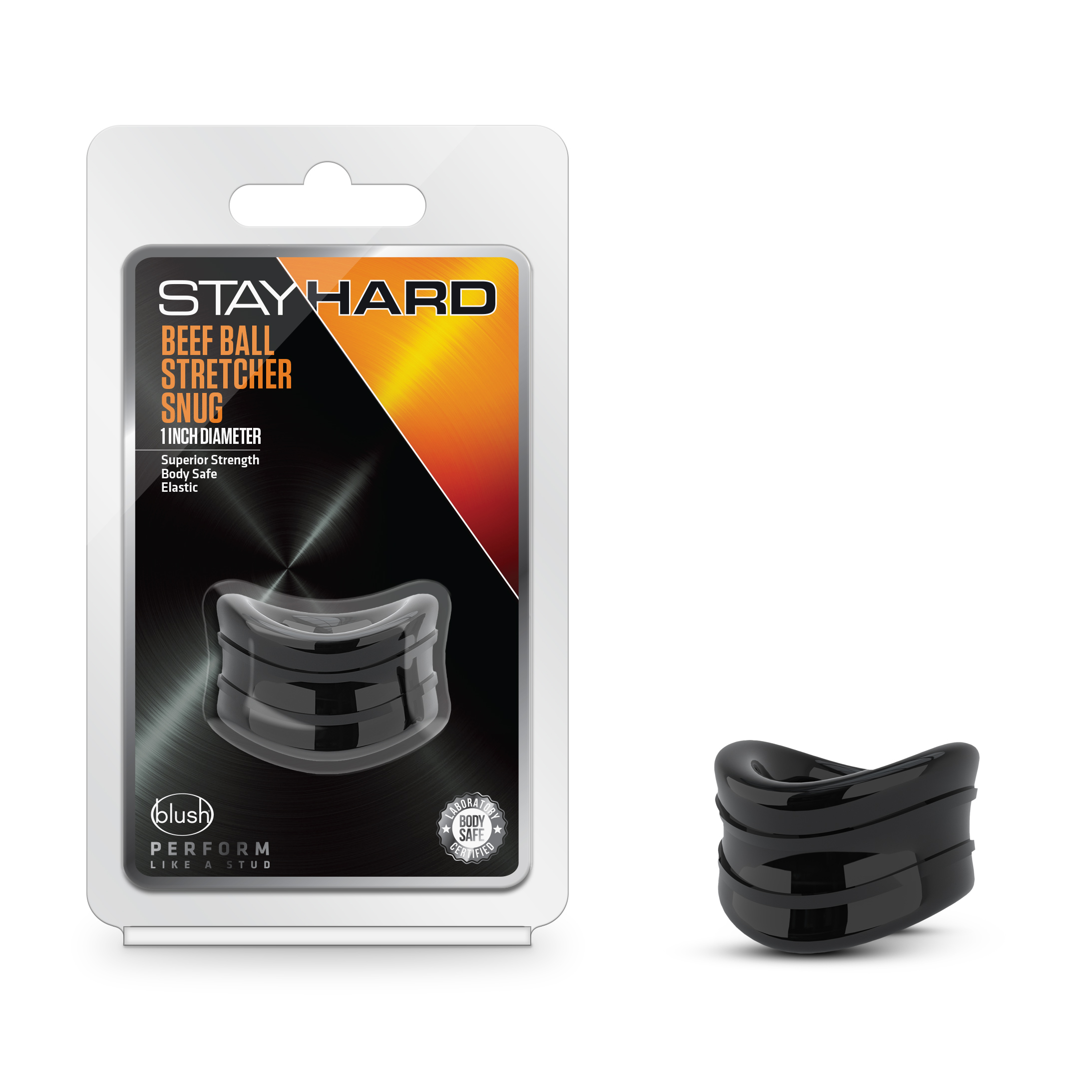 Blush Stay Hard / Snug: Black Beef Ball Stretcher - 1-Inch Diameter