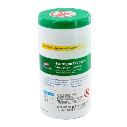 Hydrogen Peroxide Cleaner Disinfectant Wipes 6.75"x9", 95/Container