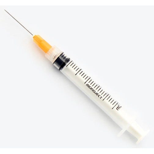 Monoject™ 3 cc Syringe w/23ga x 1" Needle, Soft Pack - 100/Box