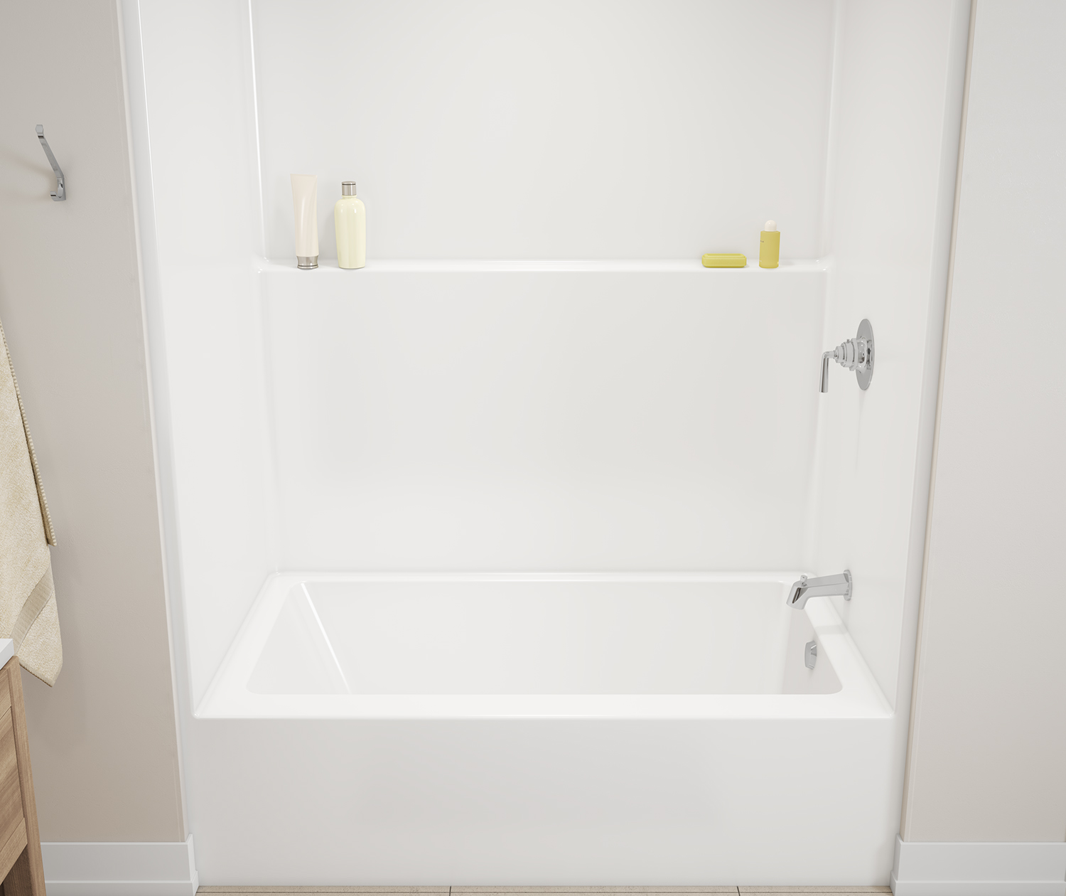 Icon TS6042 Acrylx Alcove Left Hand Drain One-Piece Tub Shower in White