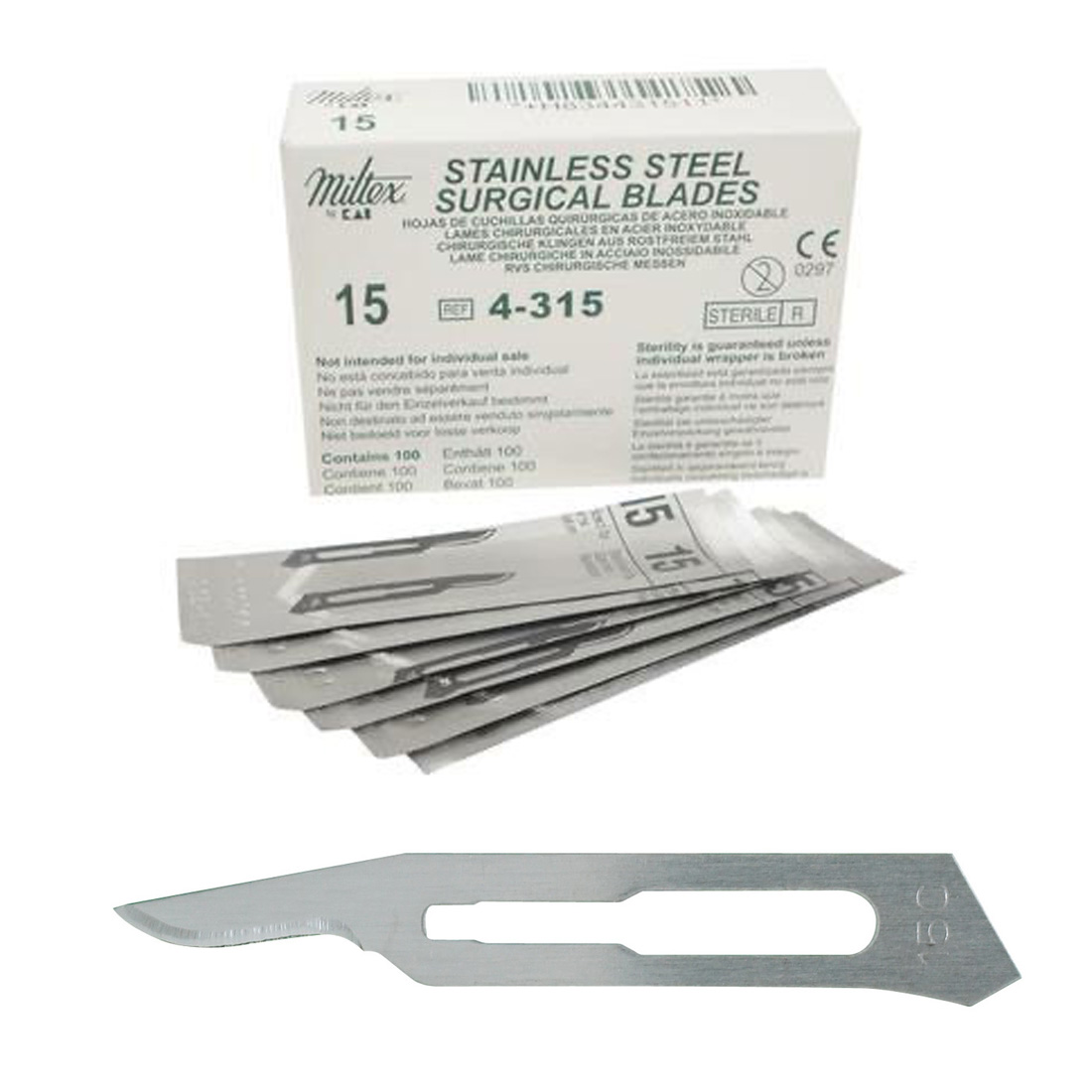 Integra® Miltex® Surgical Blades, #15C, Stainless Steel Sterile- 100/Box