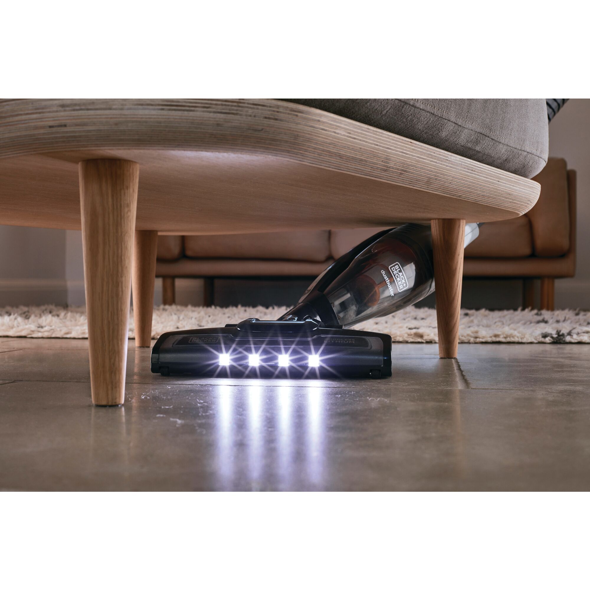 Led light feature of power series 2 in 1 cordless stick vacuum.