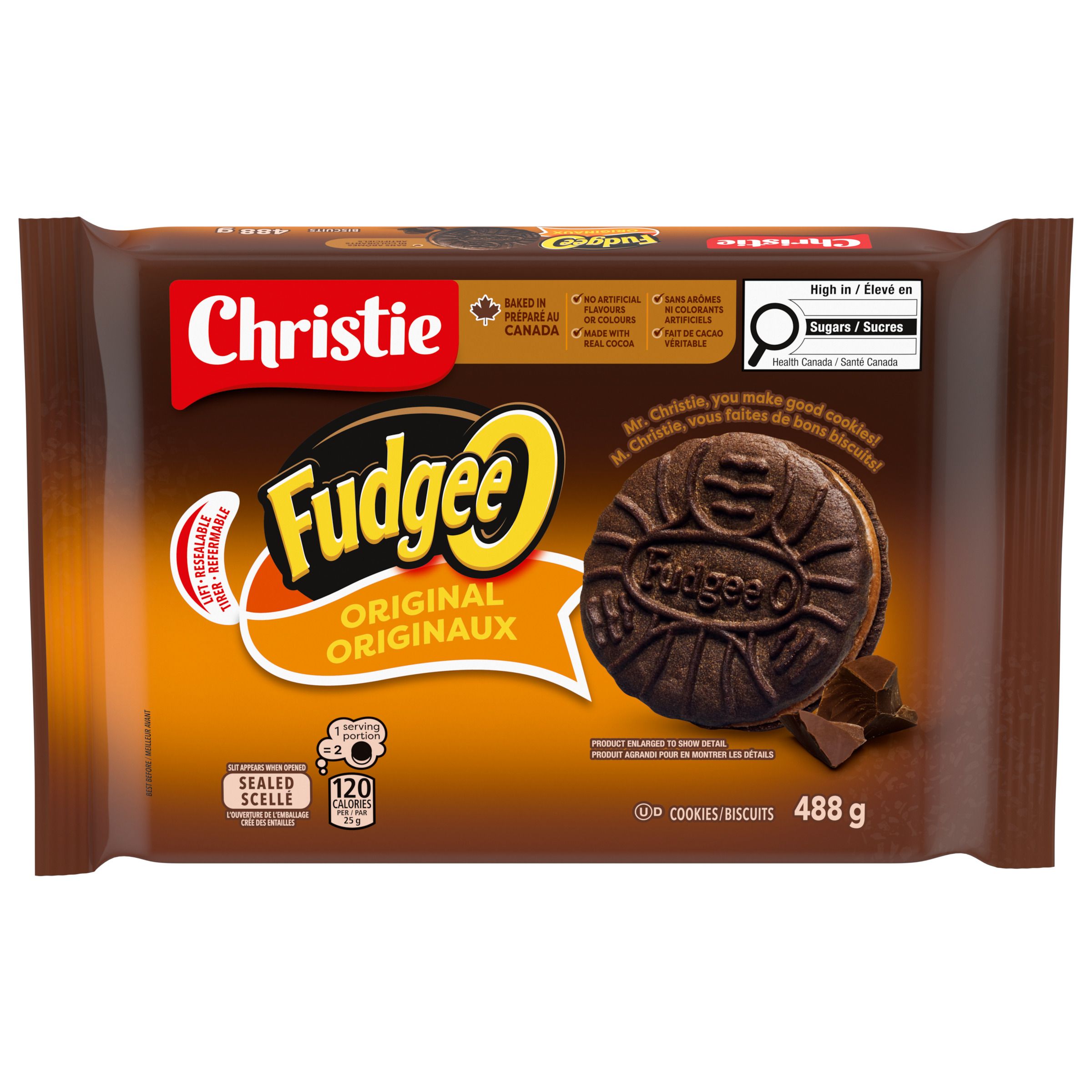 Fudgee-O Chocolatey Creme Filled Sandwich Cookies 488G-thumbnail-1