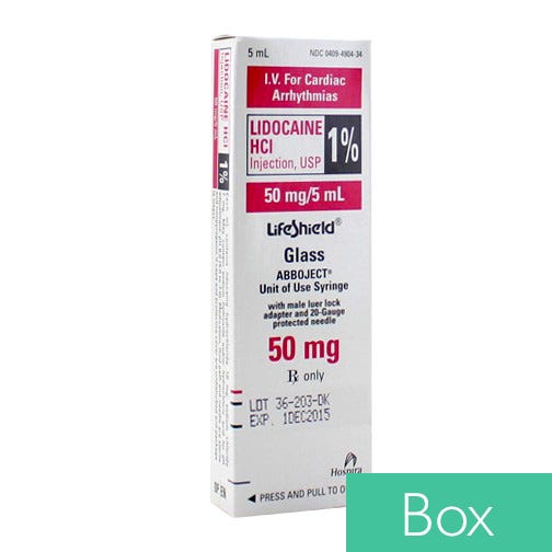 Lidocaine HCl 1% (10mg/ml), 5ml LifeShield® Glass Abboject® Syringe (for Cardiac Use Only) - 10/Box