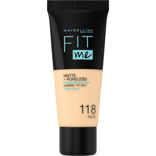 maybelline new york fit me matte+poreless fondöten - 118 nude