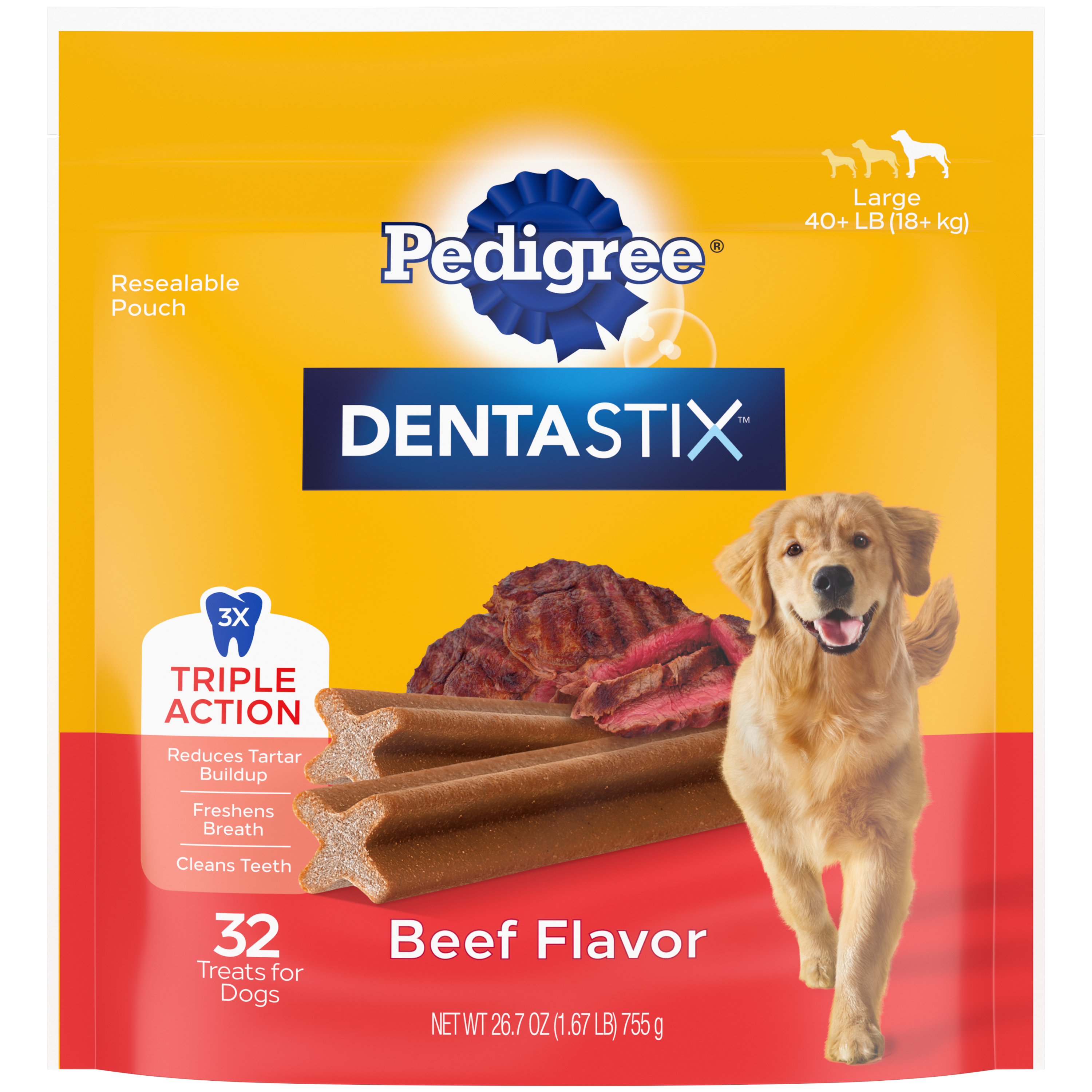 1.67# Pedigree Dentastix Large Beef 32ct - Treats
