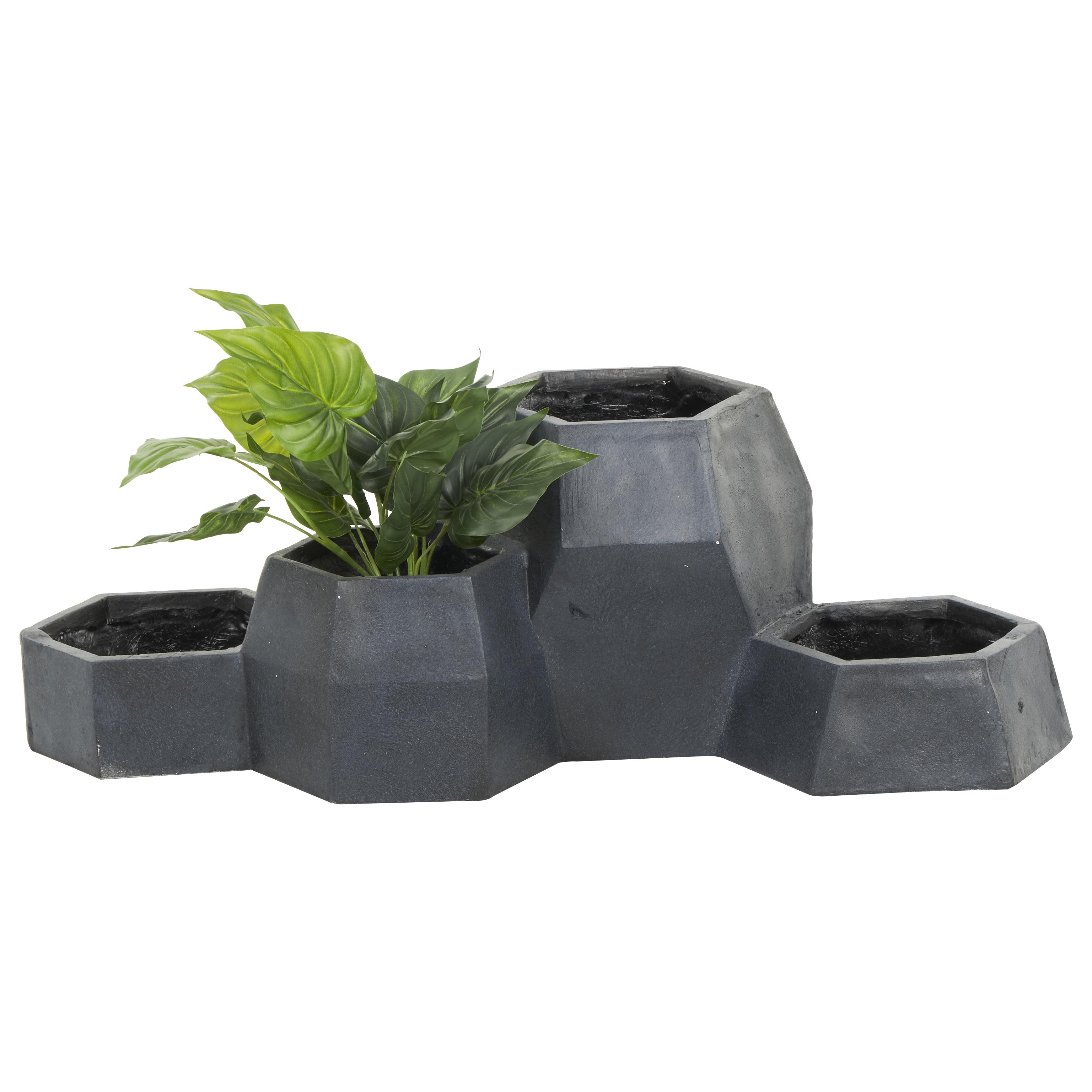 Dark Gray Resin  Indoor Outdoor Planter, 36" x 19" x 12"
