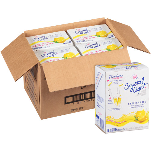  Crystal Light Lemonade Powdered Drink Mix, 120.0 ct Casepack, 4 Boxes of 30 On-the-Go Packets 