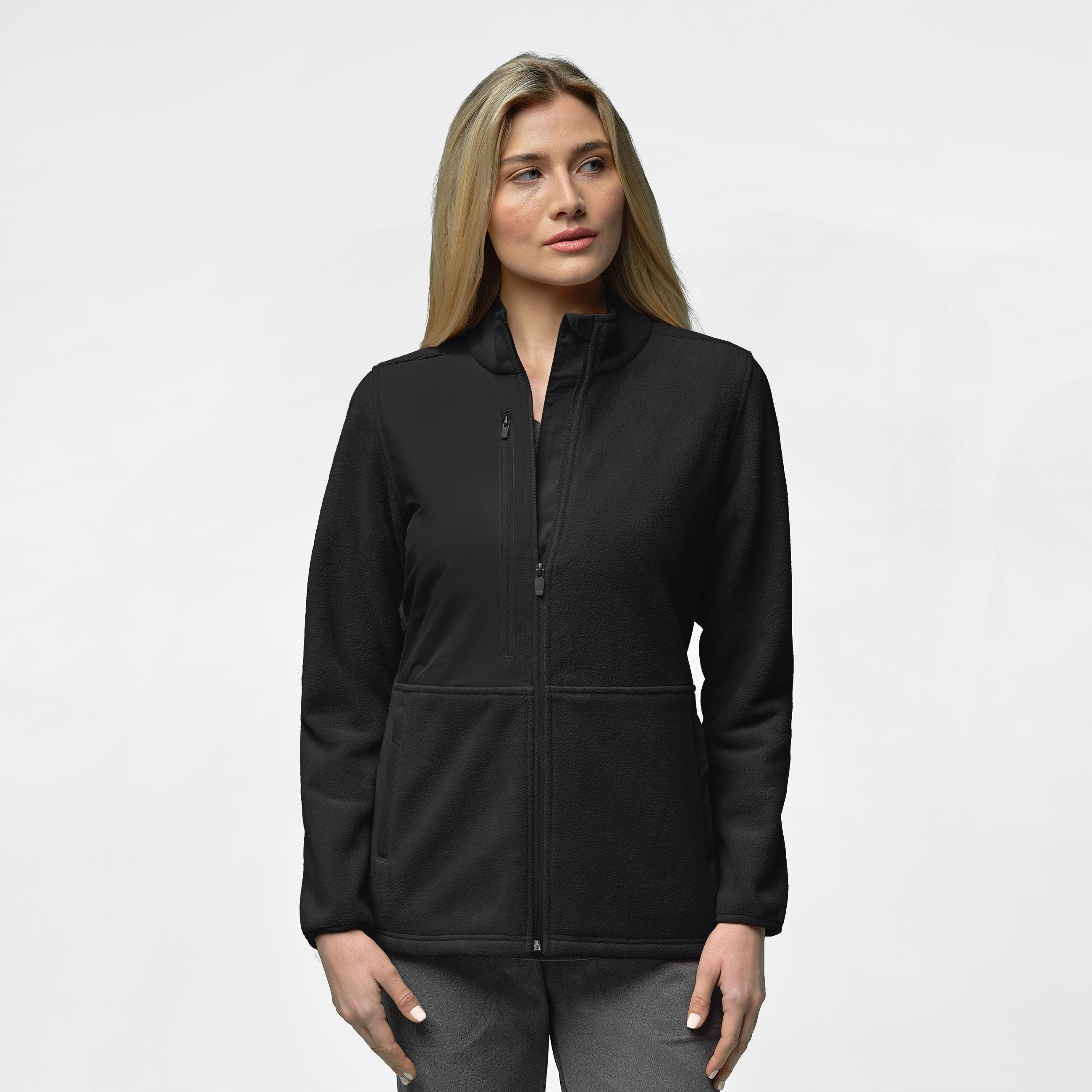 WonderWink Slate Women&#8216;s Micro Fleece Zip Jacket-WonderWink