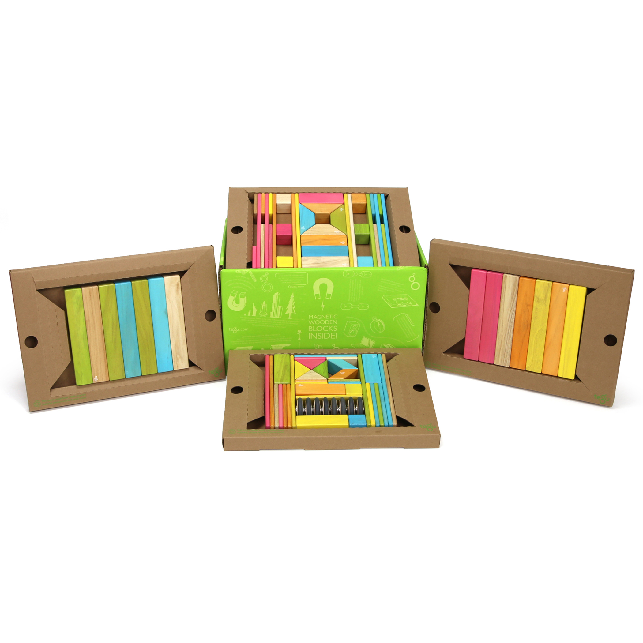 Tegu Magnetic Wooden Blocks, 90-Piece Classroom Kit, Tints