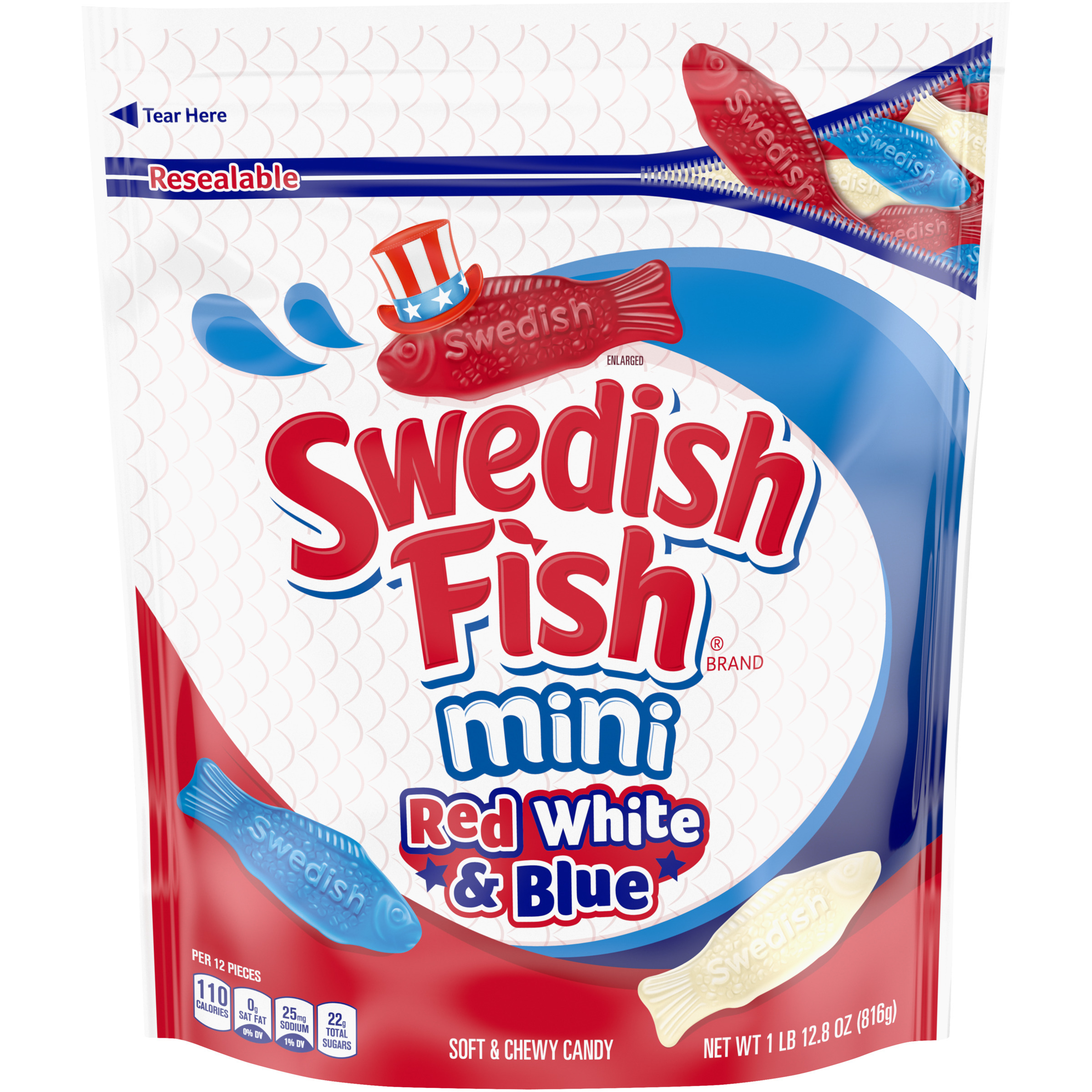 SWEDISH FISH Red, White And Blue Soft Candy 1.8 LB
