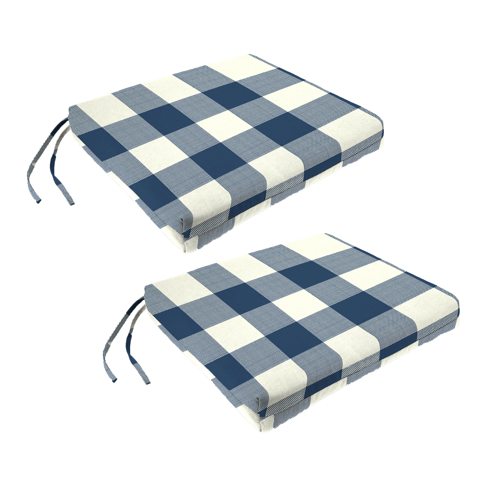 New Outdoor Chair Pad Seat Cushions with Ties 19" x 17", 2-Pack, Fade Resistant - Picture 5 of 21