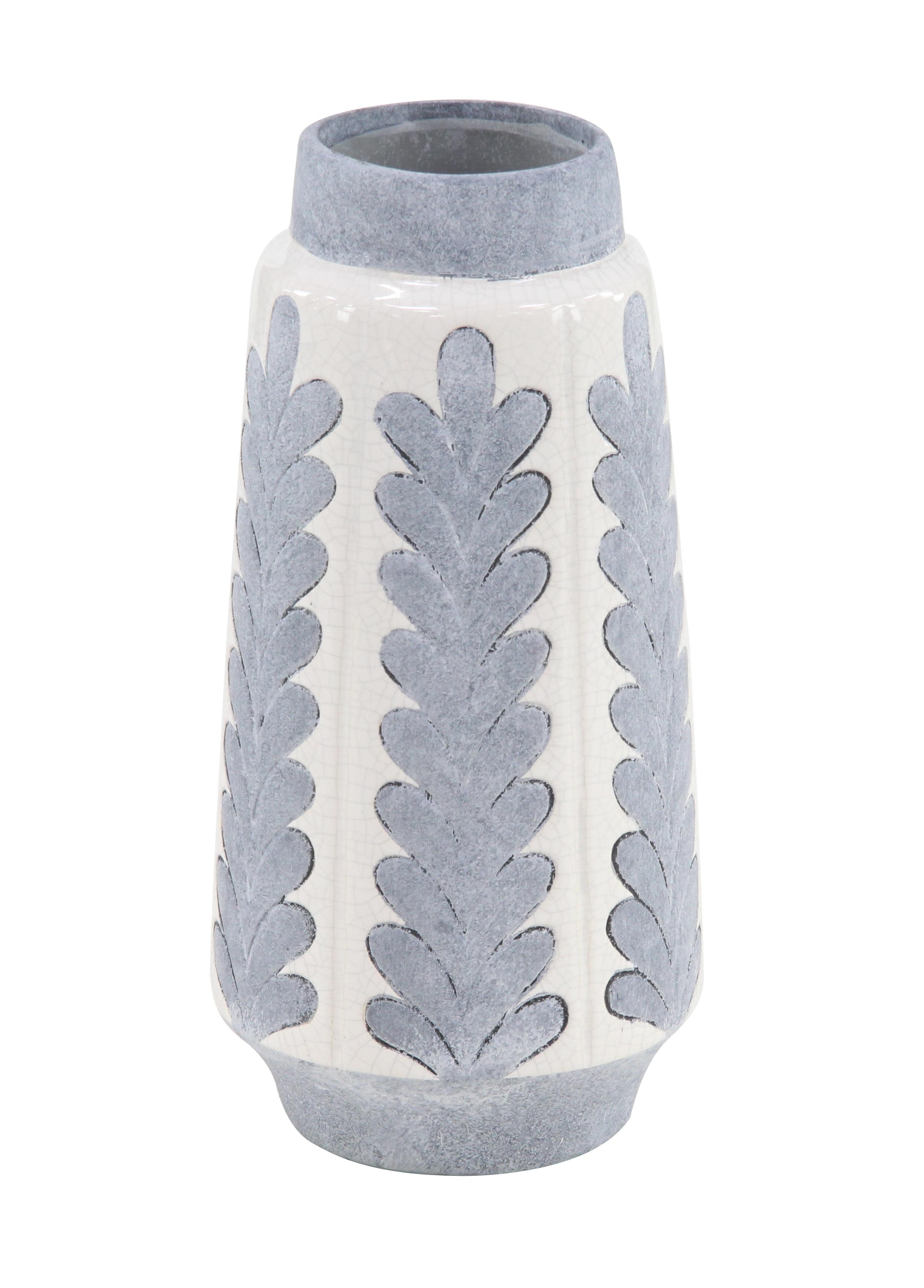 Naturalist Style Gray Ceramic Vase, 7"W, 14"H