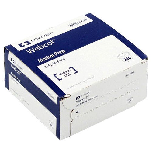 Webcol™ Alcohol Prep Pad Sterile Medium 200/Box