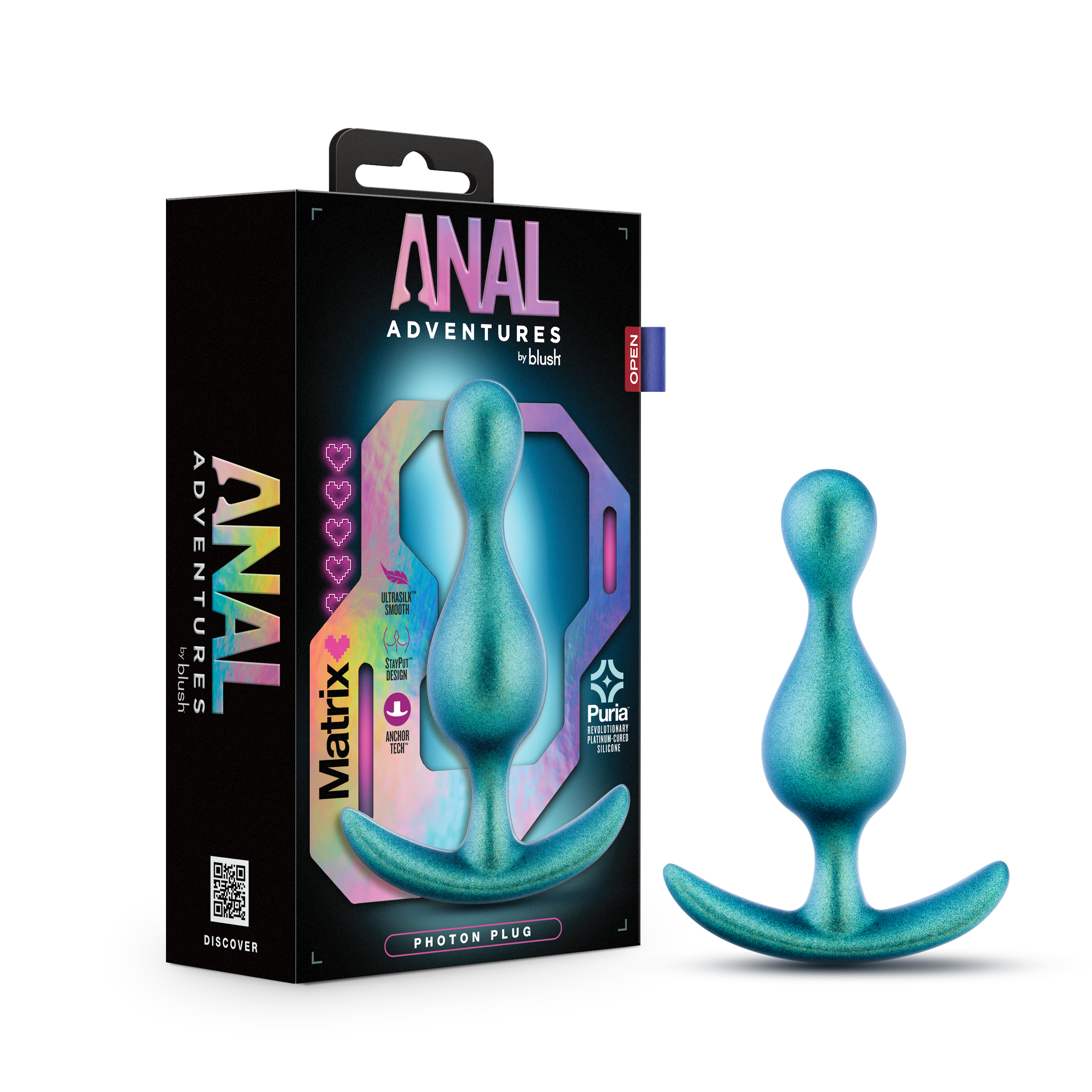 Blush Anal Adventures Matrix / The Photon Plug: 4.5 inch Smooth Tapered Butt Plug in Neptune Teal / With Stayput? Technology  & AnchorTech? Base