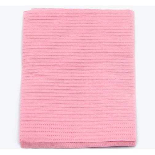 Sani-Tab® Chain-Free® Patient Towels, 3-Ply Tissue with Poly, 19" x 13", Dusty Rose - 400/Case