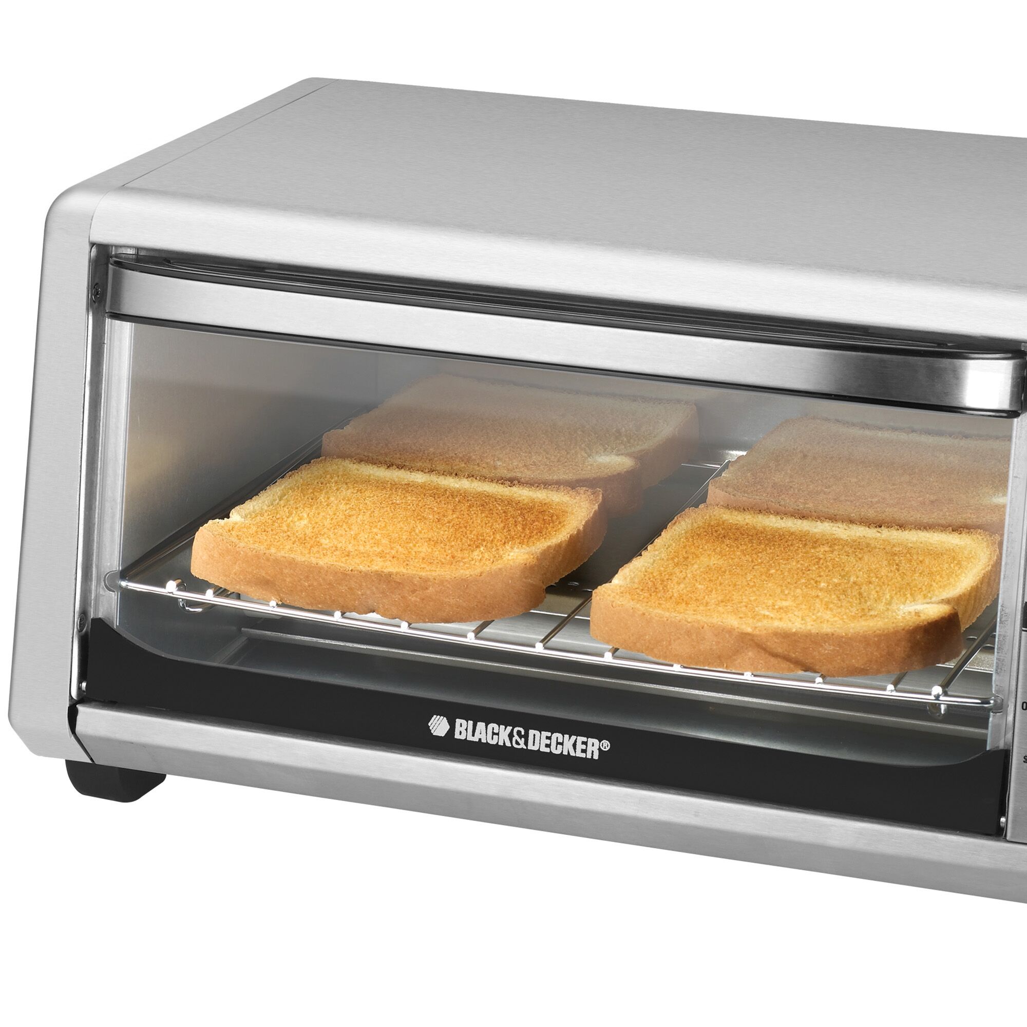 Close-up of toast in the Countertop Toaster Oven.