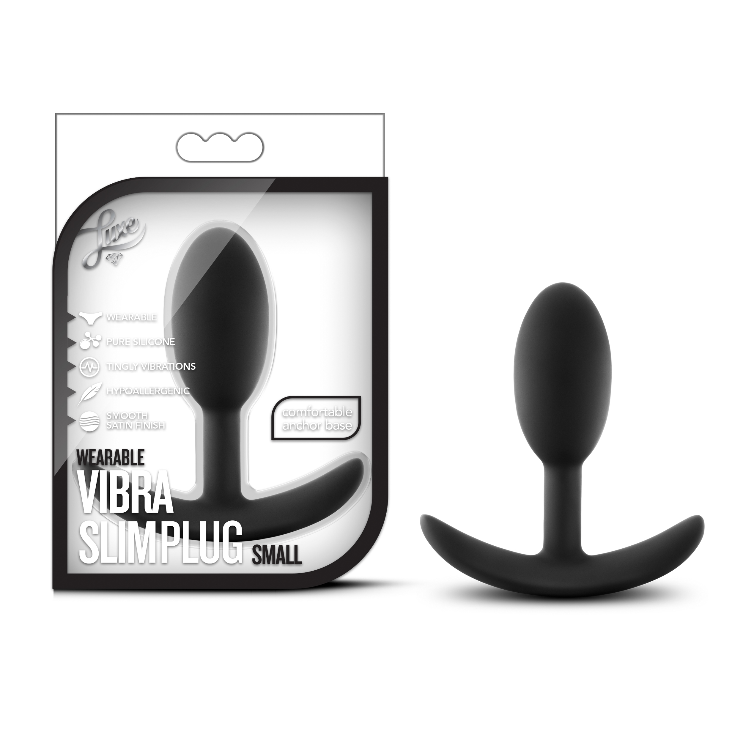 Blush Luxe Wearable Vibra Slim Black 3.5-Inch Anal Plug