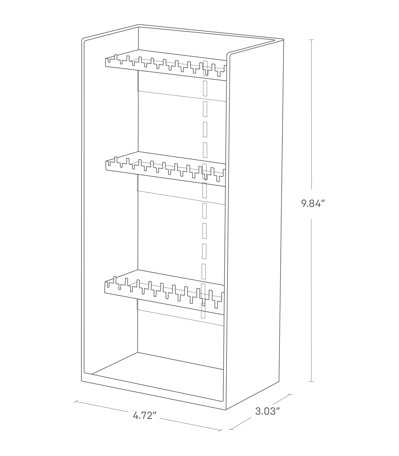 Dimension image for Jewelry Organizer showing a length of 4.72