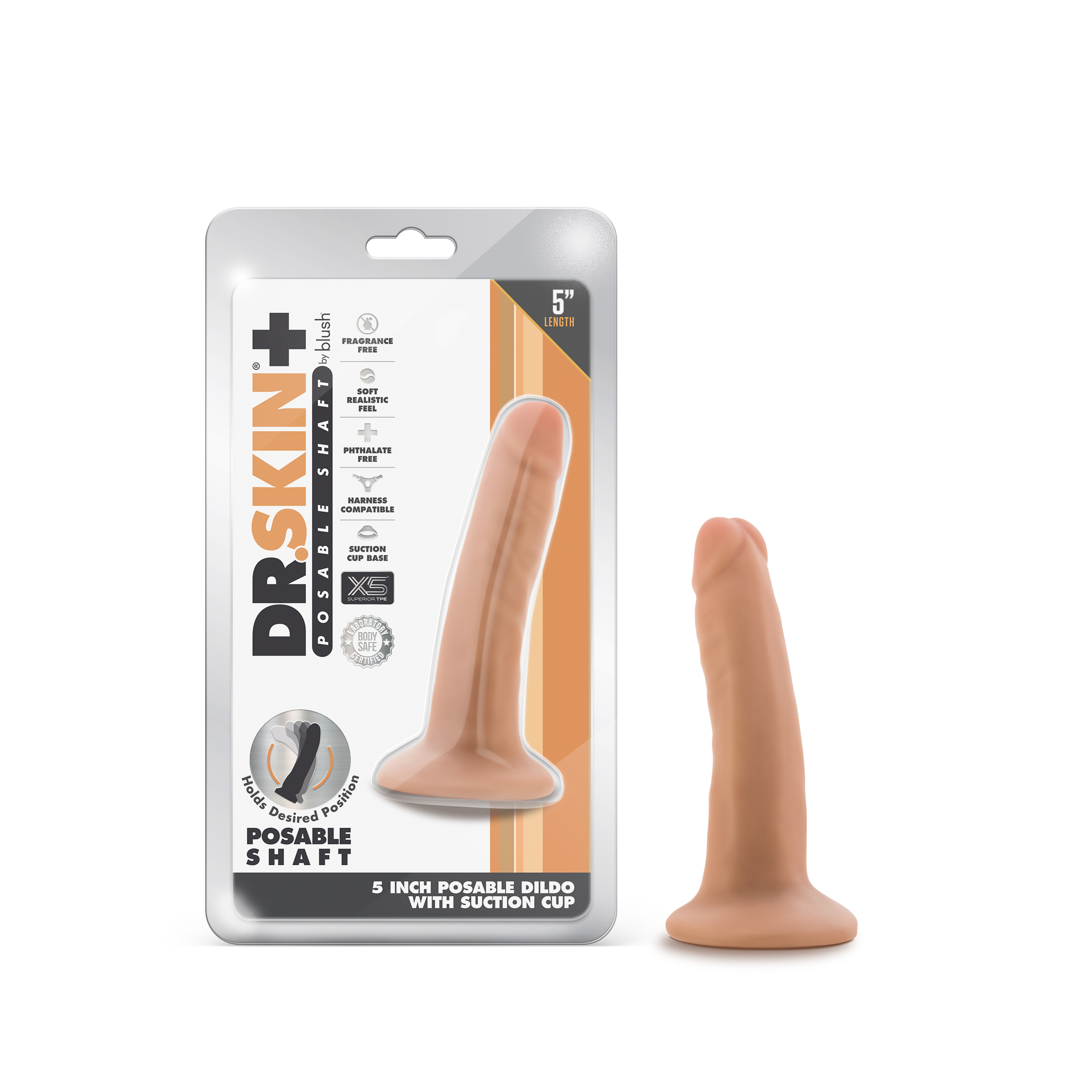 Blush Dr. Skin Plus Realistic Vanilla 5.5-Inch Long Dildo With Suction Cup Base