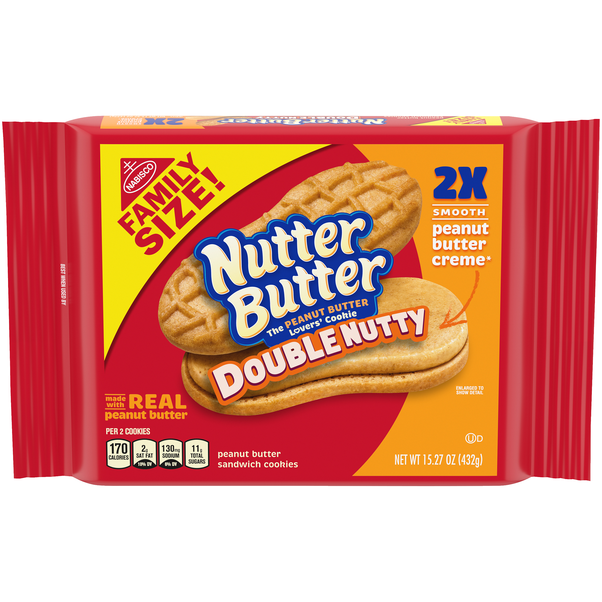 NUTTER BUTTER Double Nutty Xtra Nutty Sandwich Cookies 15.27 oz