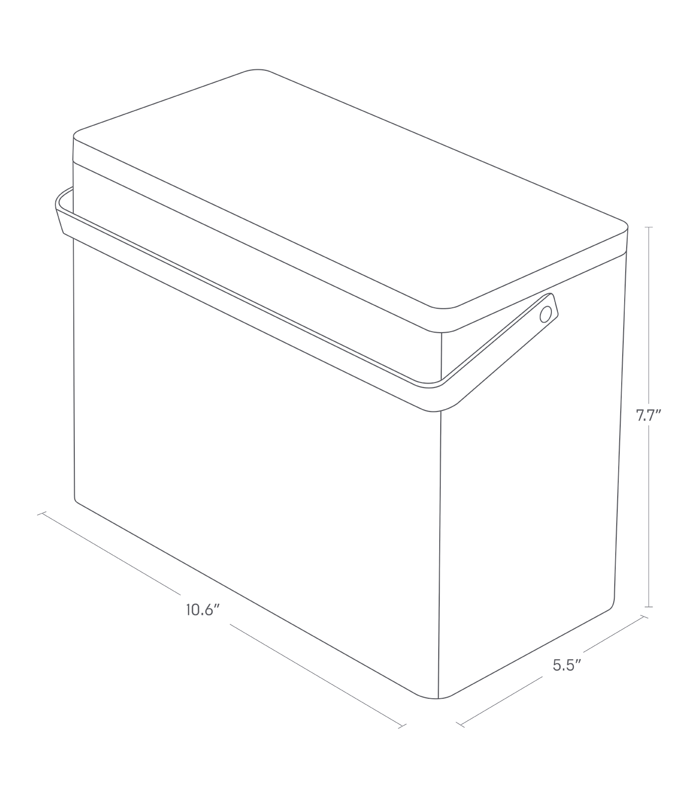 Dimension Image for Odds and Ends Organizer on a white background showing height of 7.7