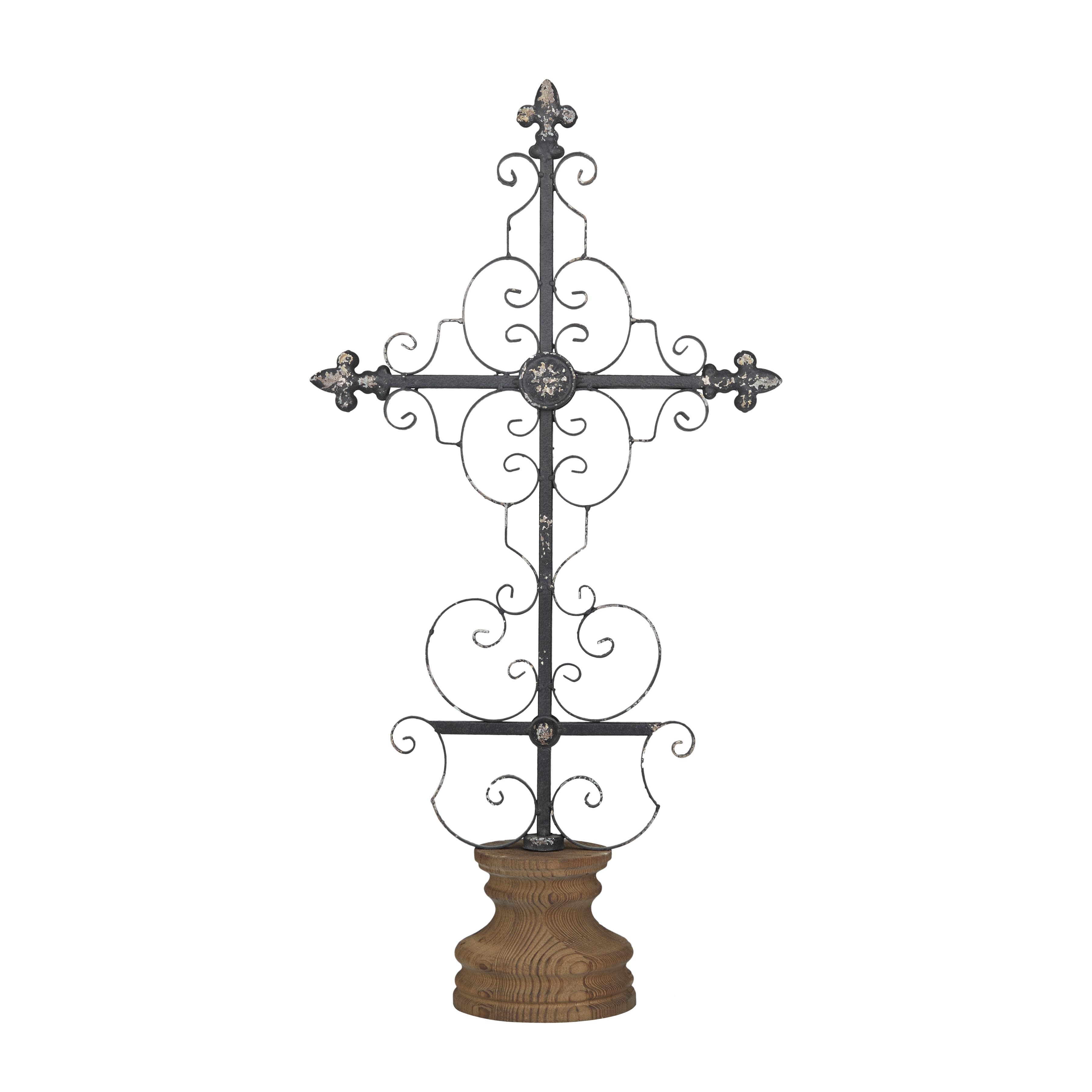 Black Metal Cross Sculptures, 14\" x 6\" x 28\"