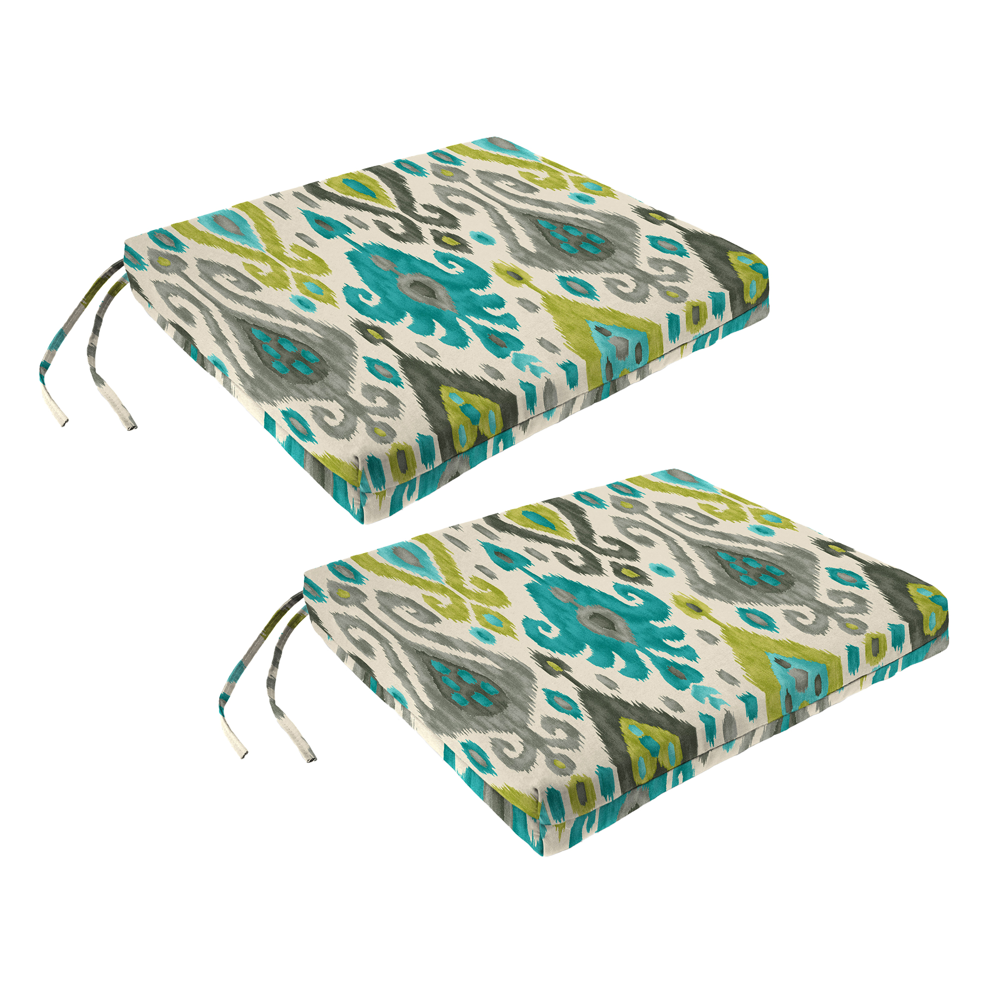 New Outdoor Chair Pad Seat Cushions with Ties 19" x 17", 2-Pack, Fade Resistant - Picture 7 of 21
