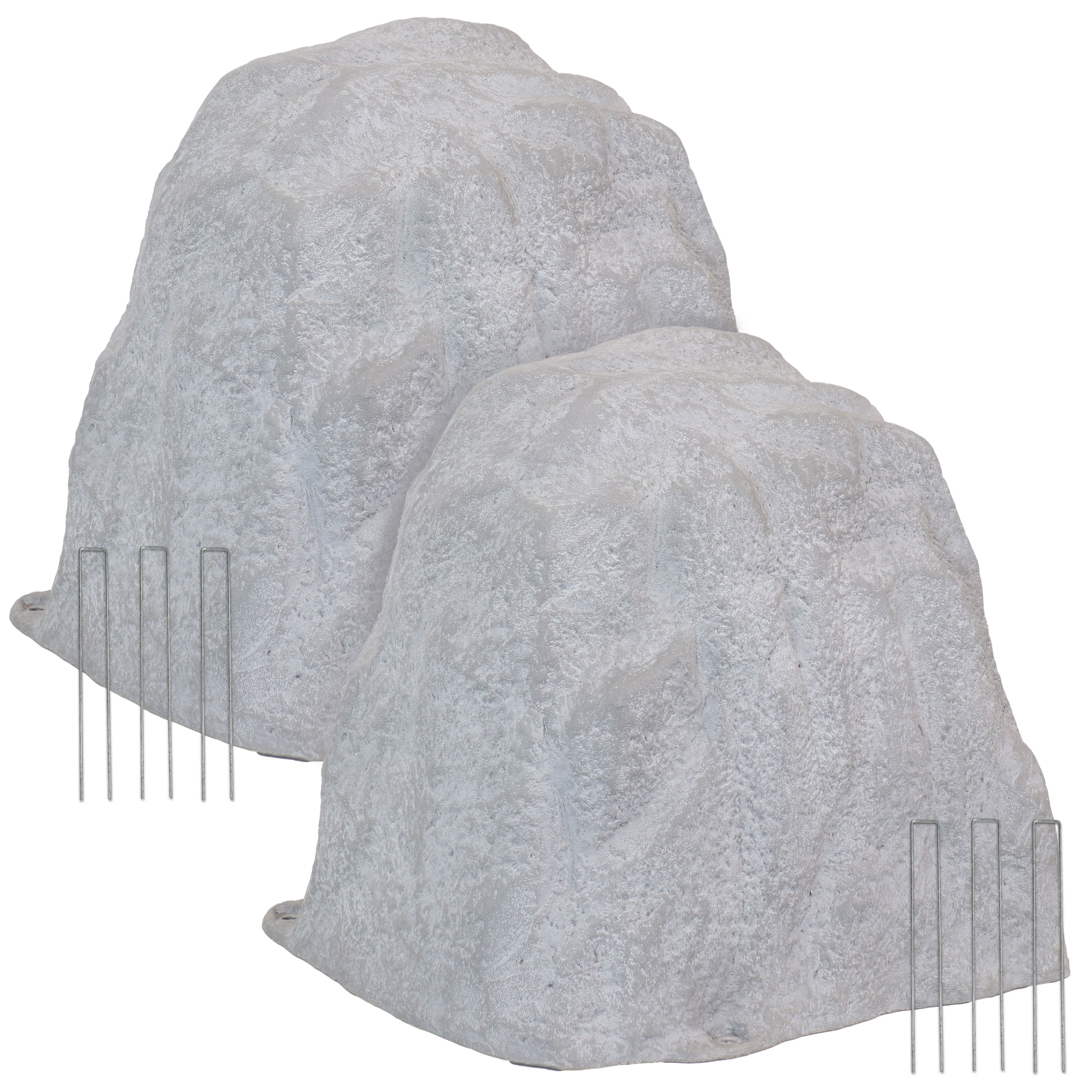 Artificial Polyresin Landscape Rock with Stakes - Gray - 2-Pack