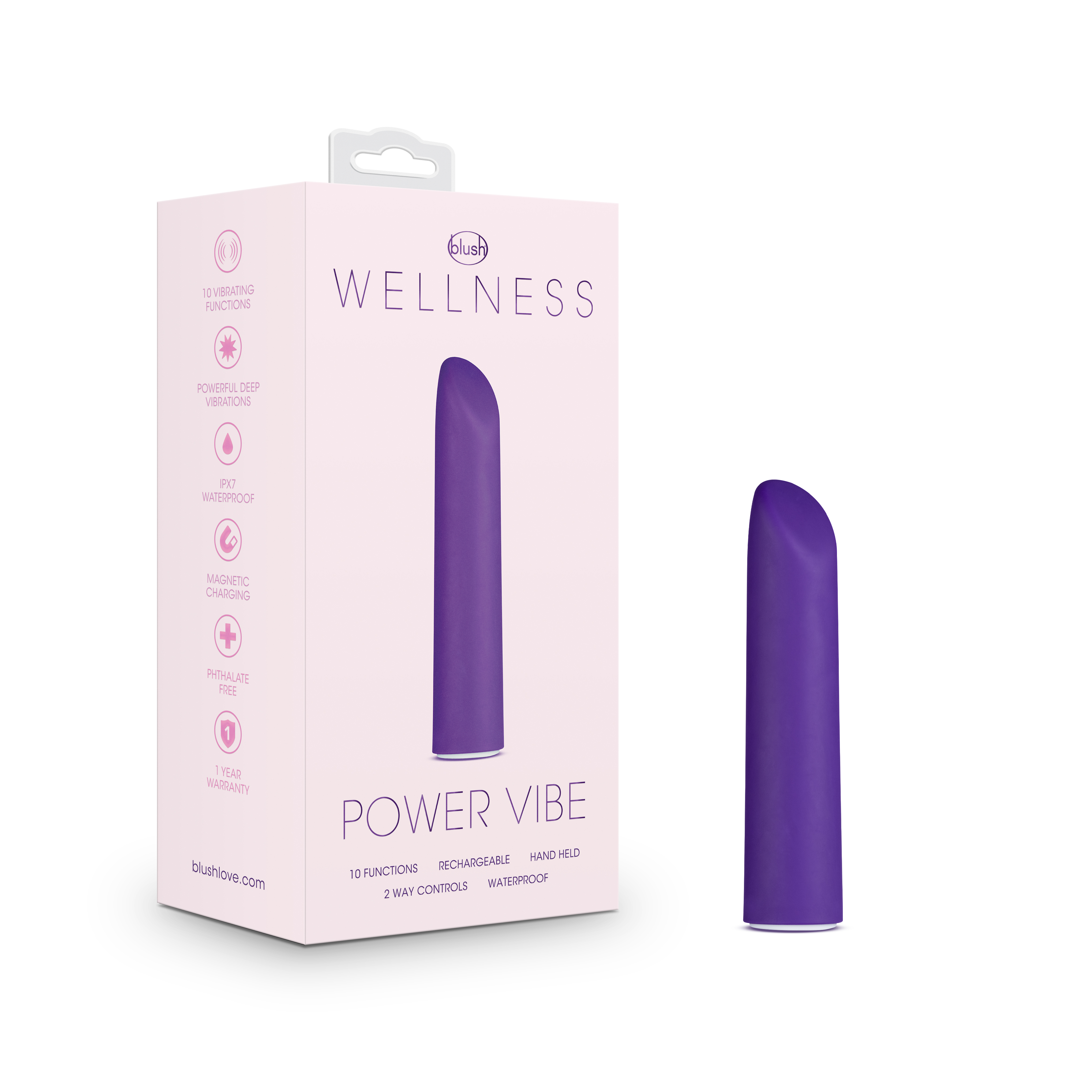 Wellness By Blush? / Power Vibe RumbleTech Purple Satin Smooth Vibrator