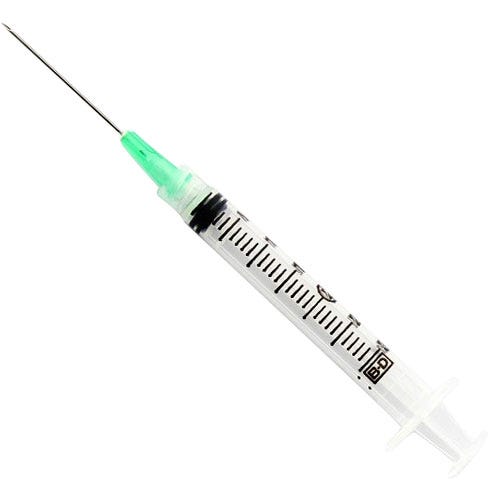 Box - 3 cc BD Luer-Lok™ Syringe w/21ga x 1" BD PrecisionGlide™ Needle, Regular Wall, Regular Bevel, Sterile - 100/Box