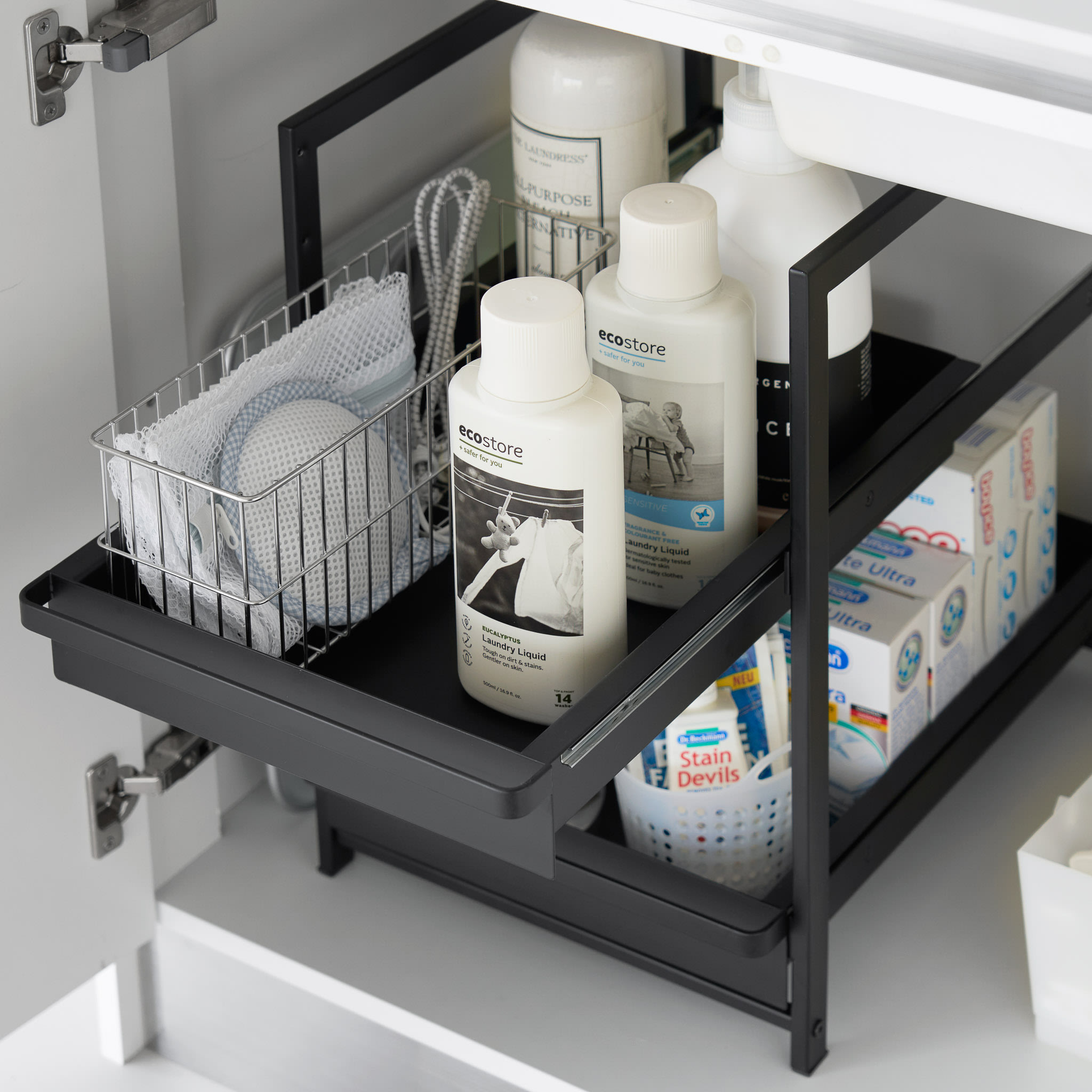 2-Tiered Sliding Under-Sink Organizer : Two Levels