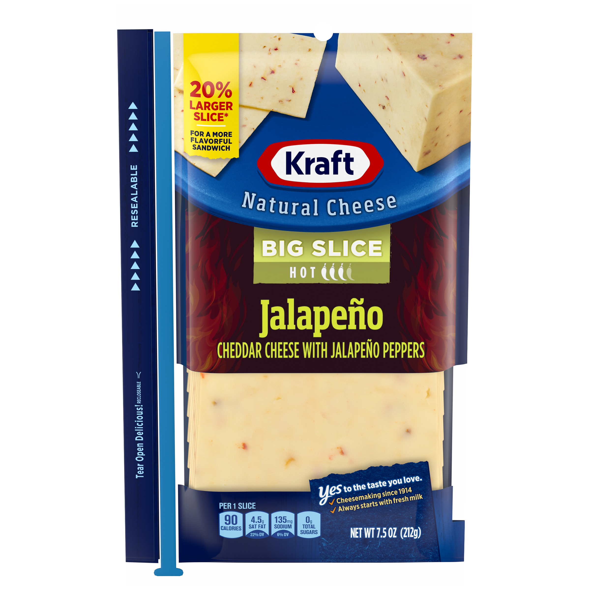 Kraft Big Slice Jalapeno White Cheddar Natural Cheese Slices 10 slices