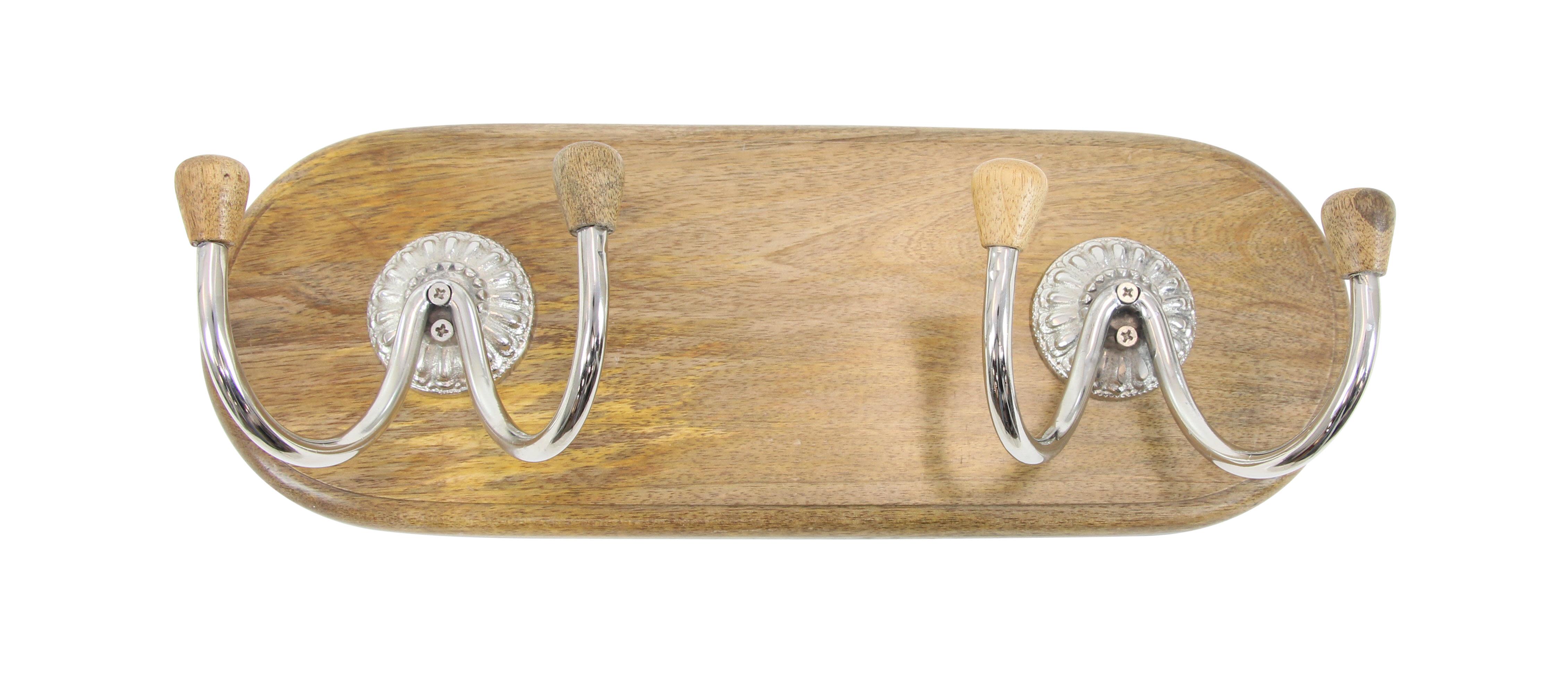 Brown Mango Wood  Wall Hook, 17" x 6" x 6" ( pack 3 ) 